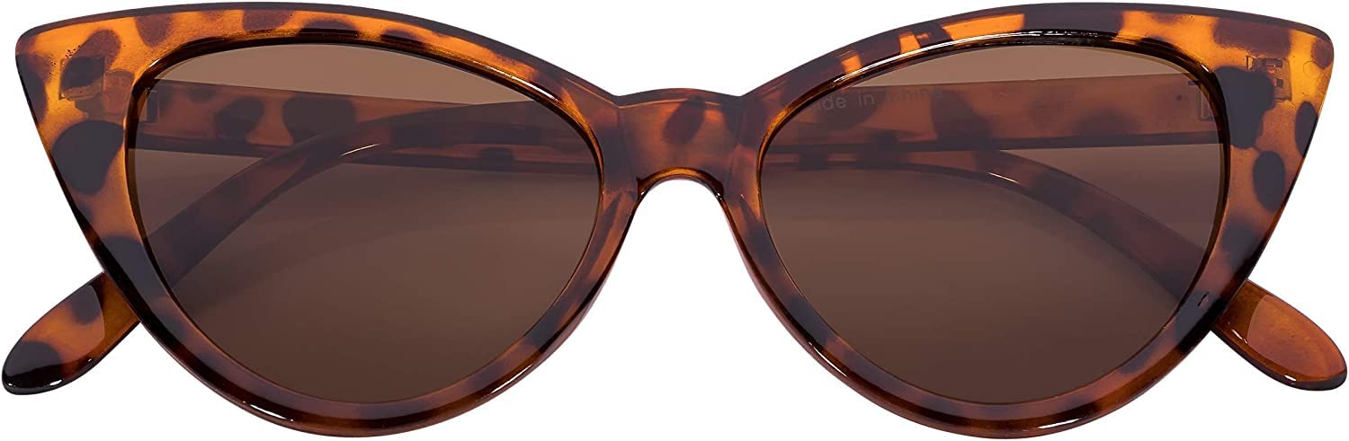 Vintage Retro 1950's Owl Cat Eye Sunglasses for Women - Smoke & Clear Lens UV Protection - Perfect for Beach, Driving & Fashion Accessories