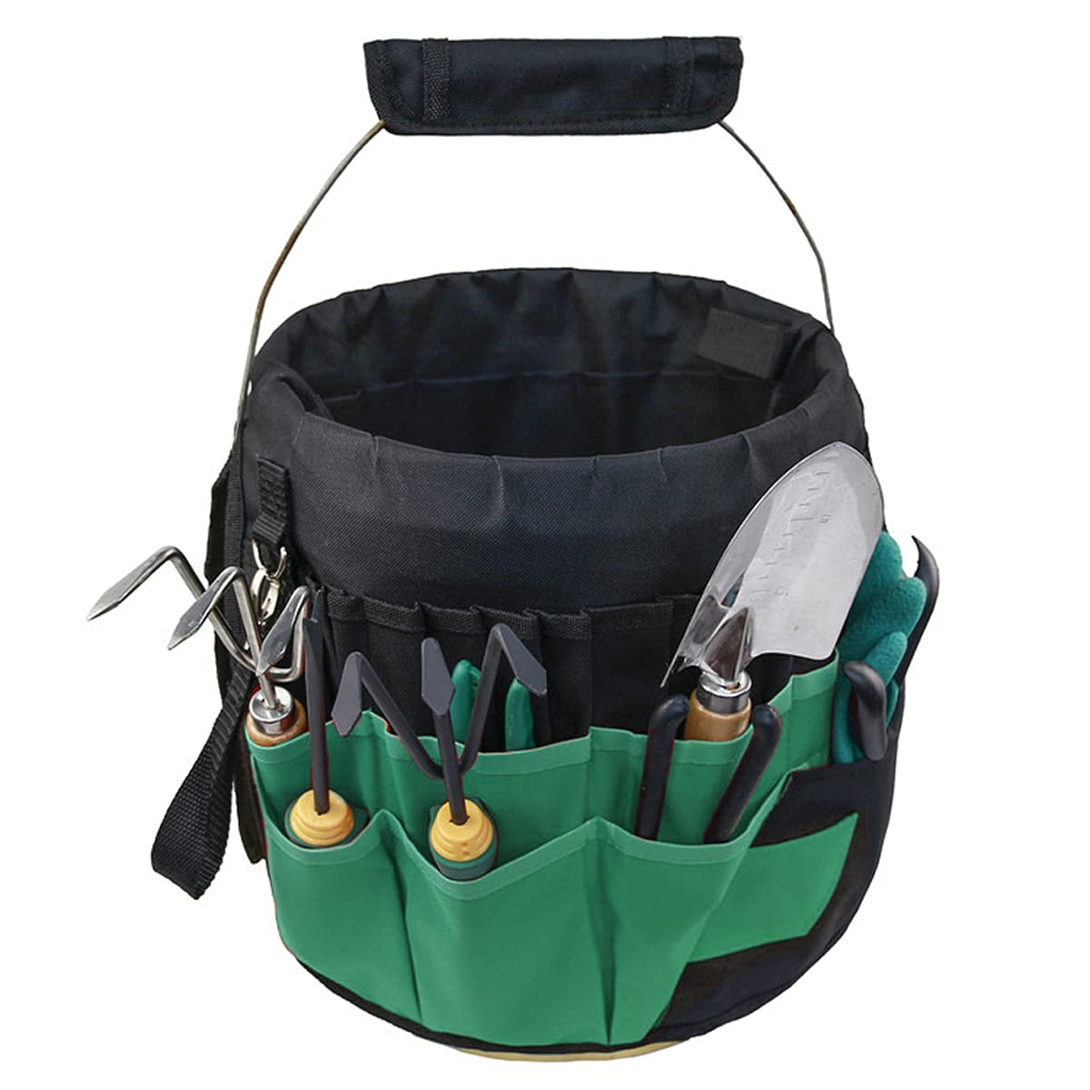5-Gallon Bucket Tool Organizer - 42-Pocket Garden Storage Bag with Handle for Gardening Tools (Black, 17.9x11.8in) - Perfect for Outdoor & Workshop Organization
