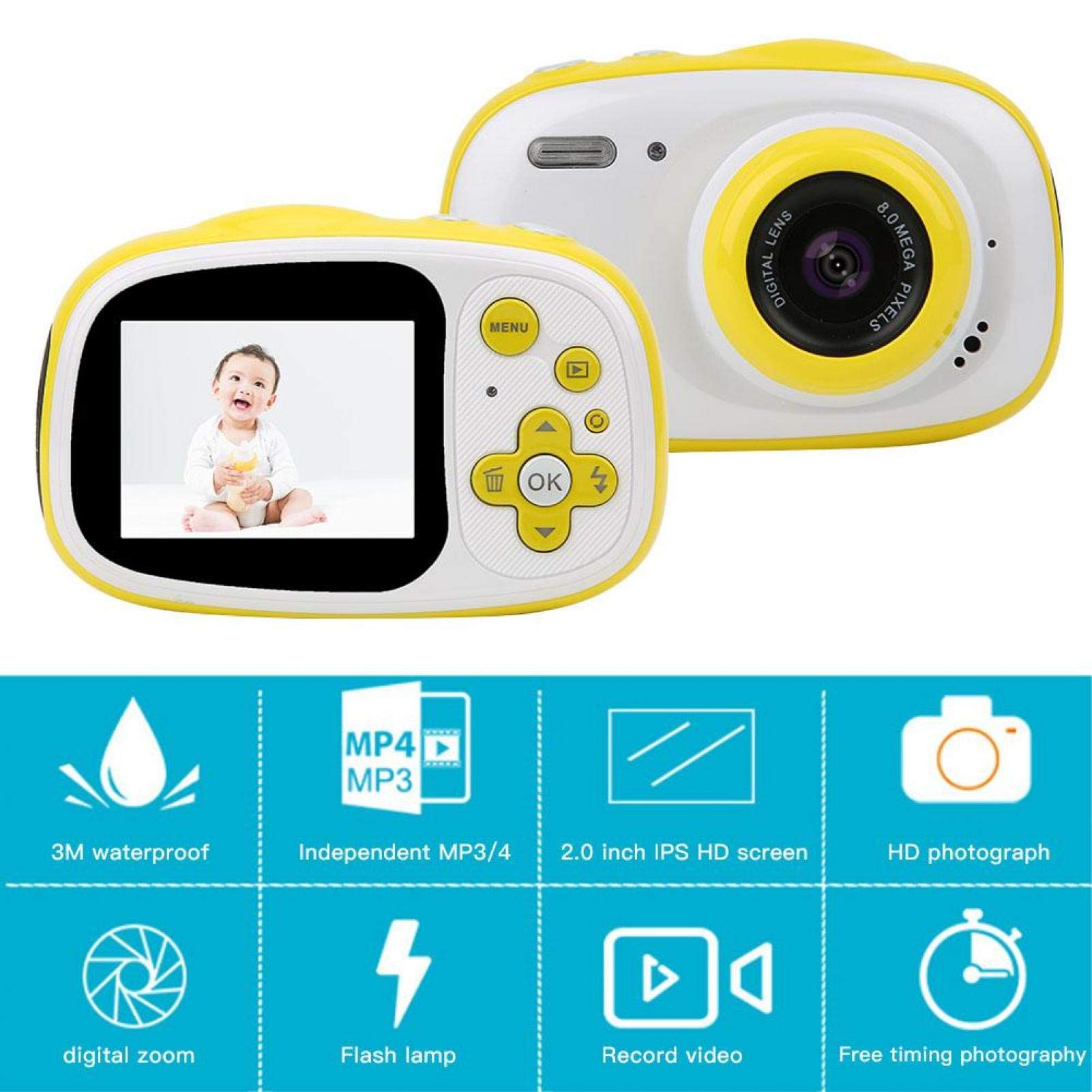 BTER 2.4 Inch HD Mini Digital Camera for Kids - Portable Children's Camera with Video Recording, Time Delay & Continuous Shooting (Yellow) | Perfect for Birthday Gifts, Travel Adventures & Creative Photography