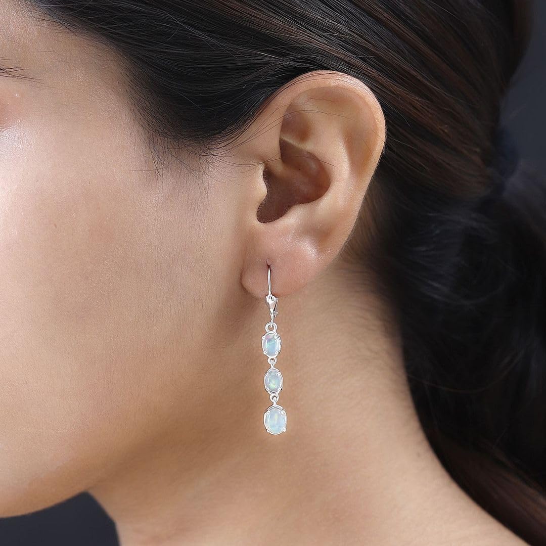 925 Sterling Silver Opal Drop Dangle Earrings for Women | Genuine Gemstone Jewelry | Birthday Gift for Her | Perfect for Parties, Weddings & Special Occasions