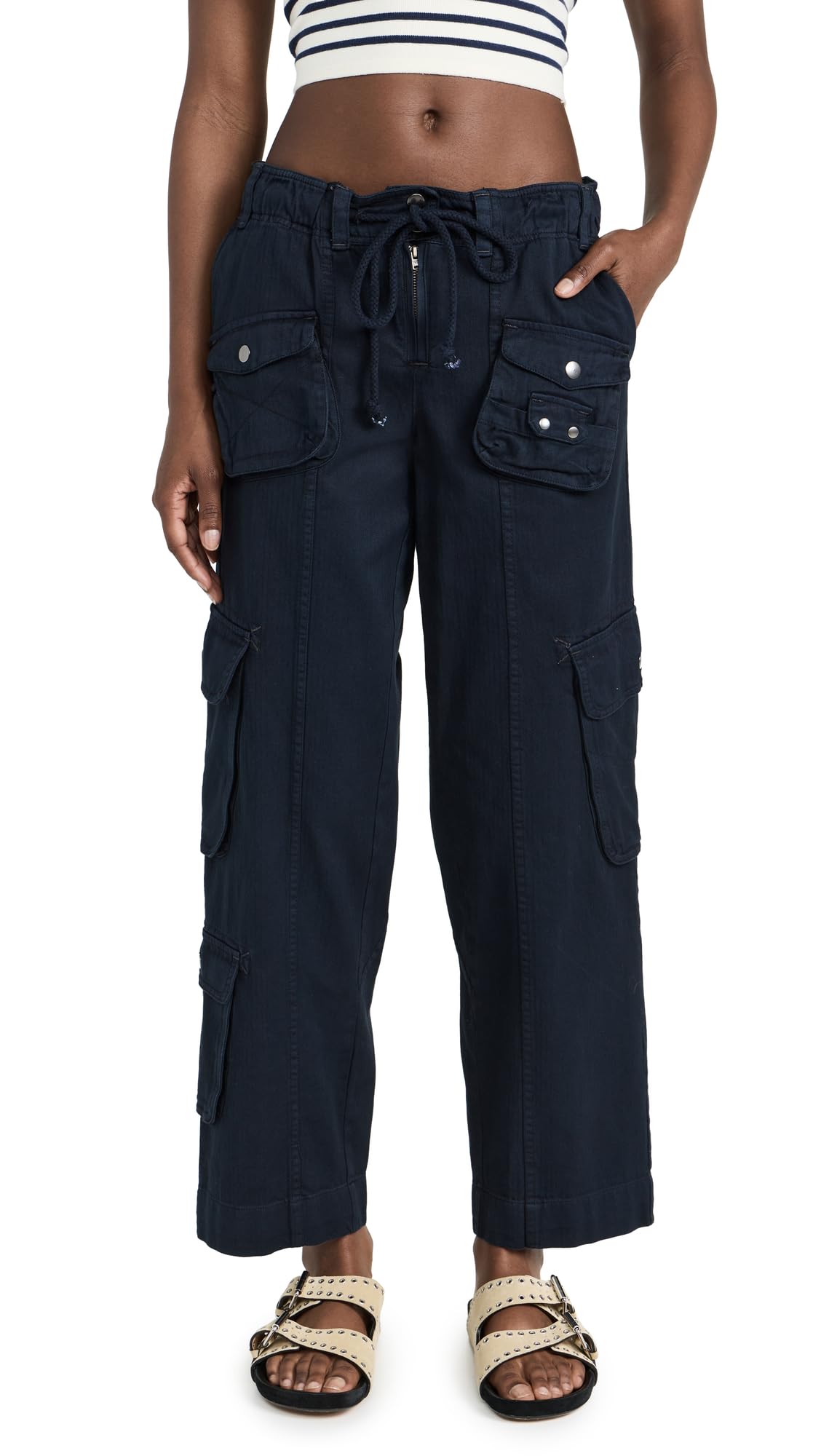 Free People Women's Tahiti Cargo Pants - High Waisted Casual & Travel Pants for Women, Comfortable Stretch Fabric with Multiple Pockets | Perfect for Hiking, Yoga, and Everyday Wear