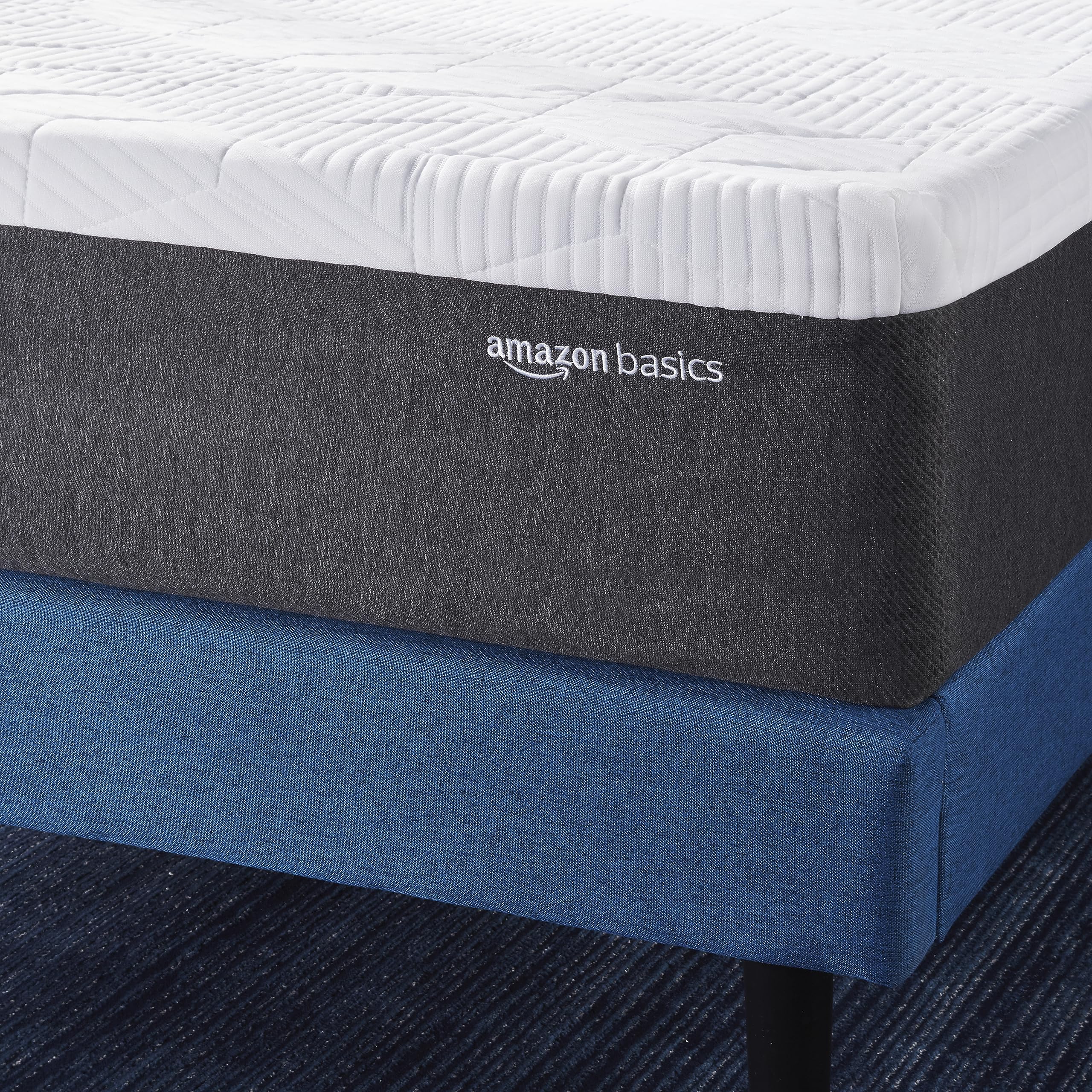 Amazon Basics Cooling Gel Memory Foam Mattress - Firm Queen Size (80x60x12 Inches), CertiPUR-US Certified, White/Dark Gray - Perfect for Hot Sleepers & Pressure Relief in Bedrooms, Guest Rooms & Dorms