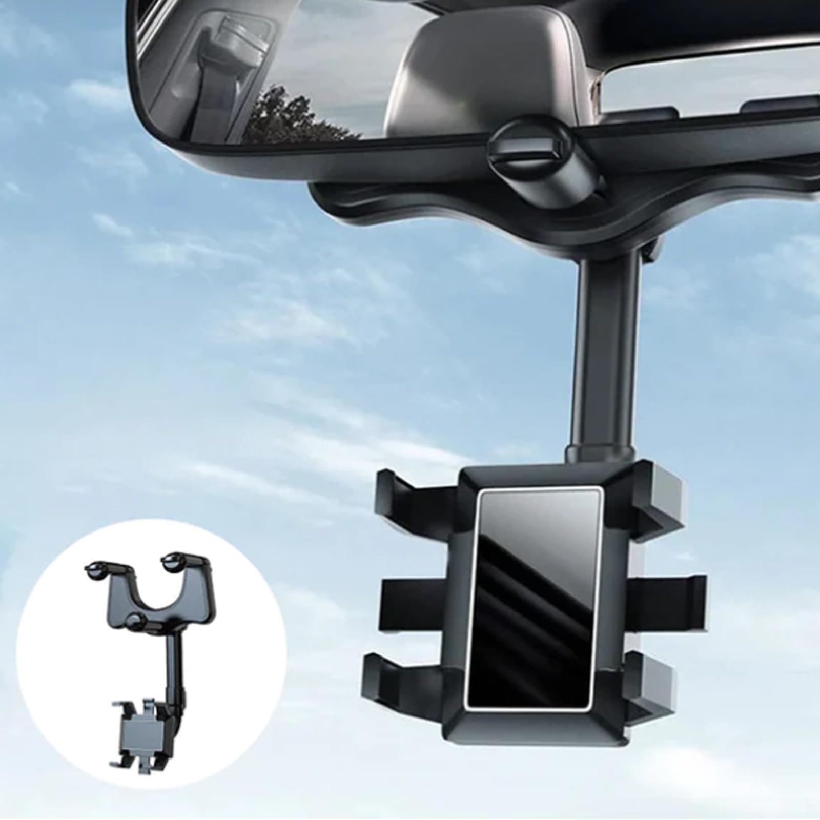 Xjrwac Ailsion 360° Rotatable Car Phone Mount - Universal Anti-Shake Phone Holder for iPhone, Samsung & GPS Devices - Black (1PC) - Perfect for Hands-Free Navigation & Safe Driving