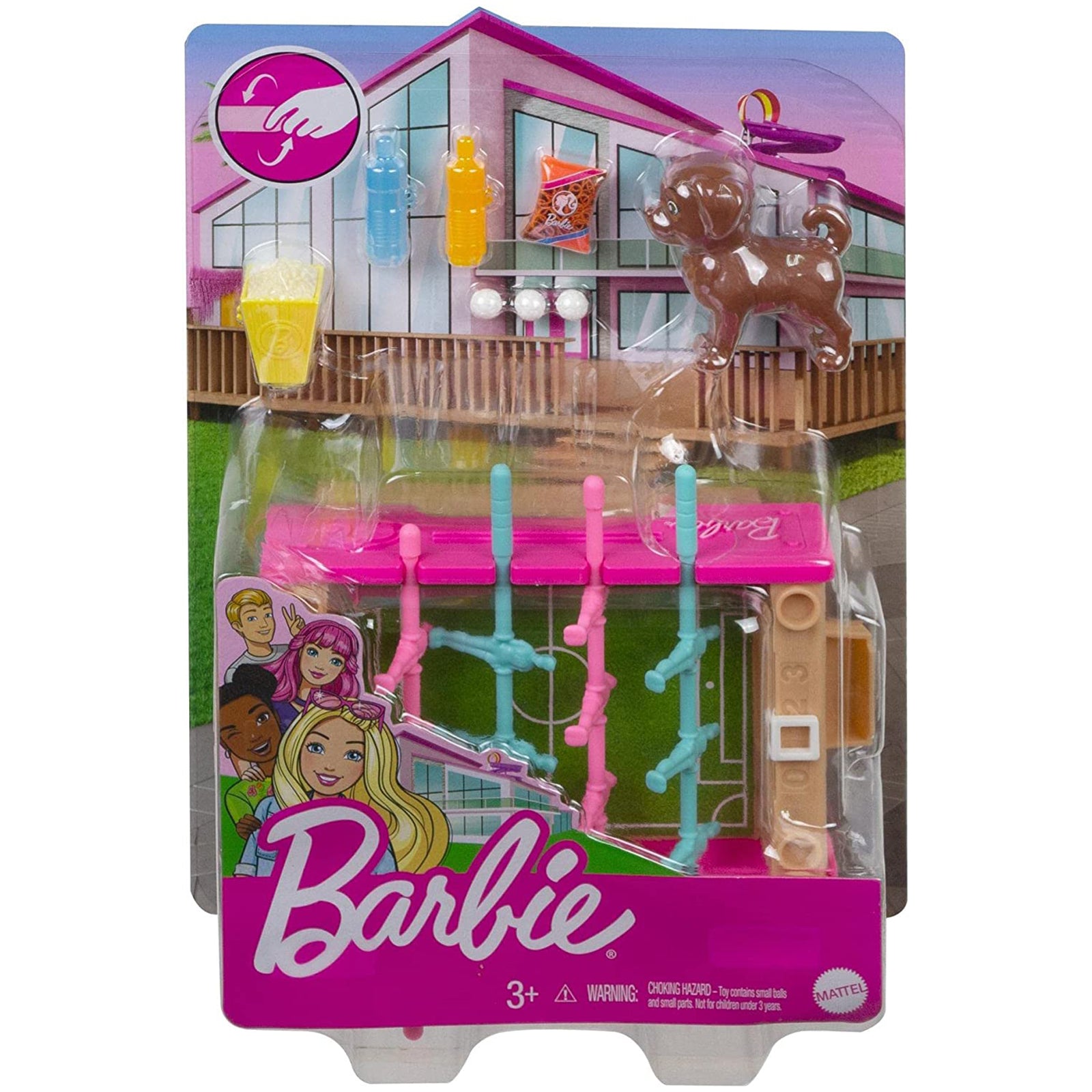 Barbie Foosball Table with Dog Playset - Fun Family Game for Kids & Adults - Perfect for Playrooms, Game Nights & Birthday Parties