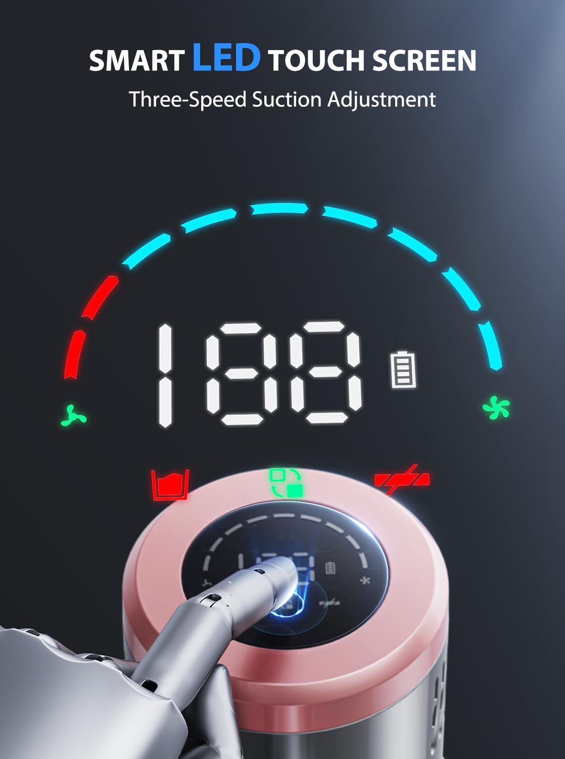 45KPa Cordless Vacuum Cleaner - LED Touch Display, 60min Runtime for Home & Pet Hair Cleaning