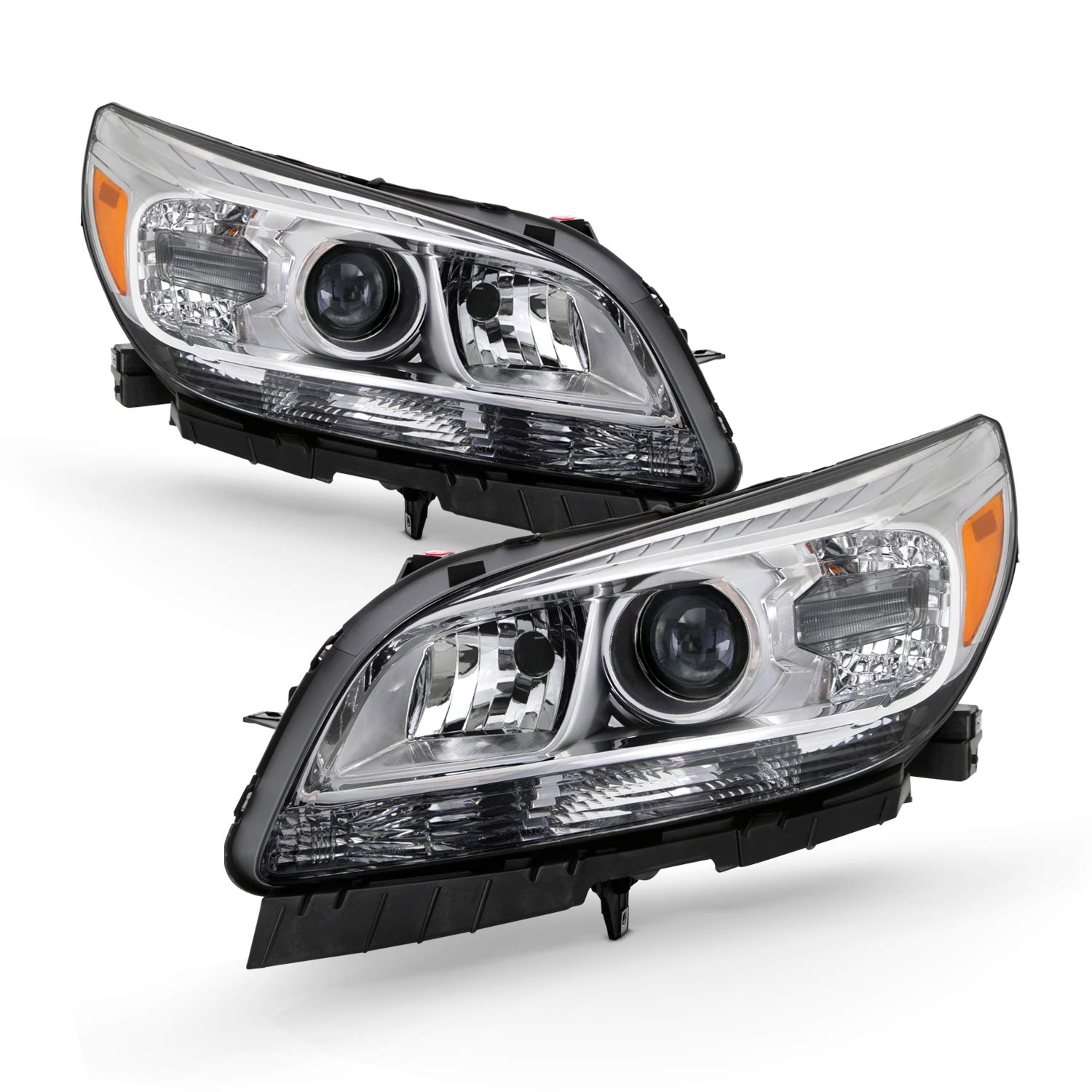 AKKON Projector Style Halogen Chrome Headlights Pair for 2013-2016 Chevy Malibu & Malibu Limited (Eco/LT/LTZ) - Left & Right Headlights - Upgrade for Night Driving & Enhanced Visibility