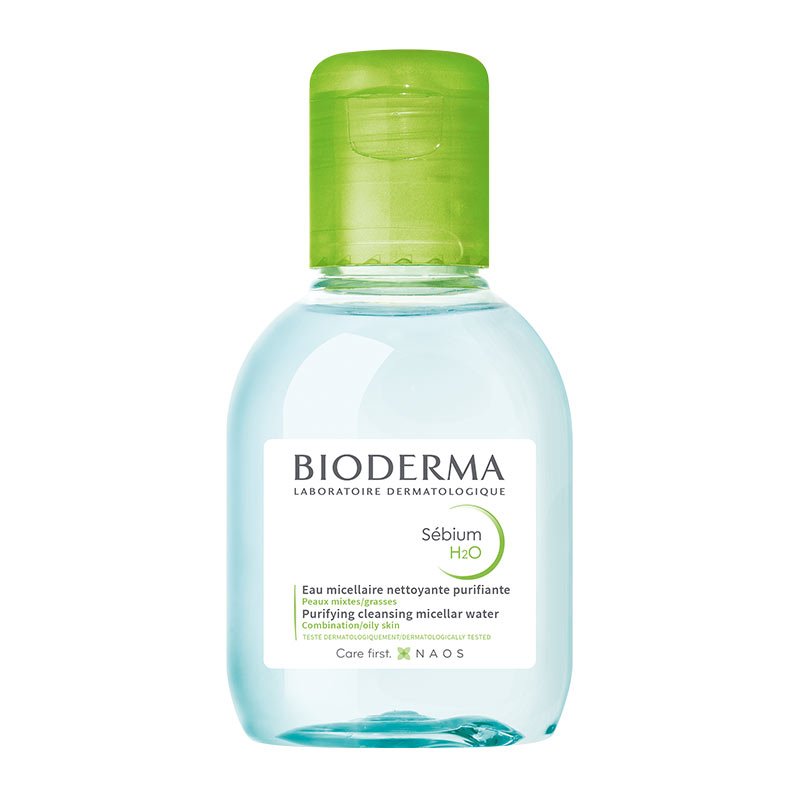 Bioderma Sebium H2O Purifying Cleansing Micellar Water for Oily & Acne-Prone Skin | Travel Size 100ml | Gentle Makeup Remover & Face Cleanser | Perfect for On-the-Go Skincare Routine