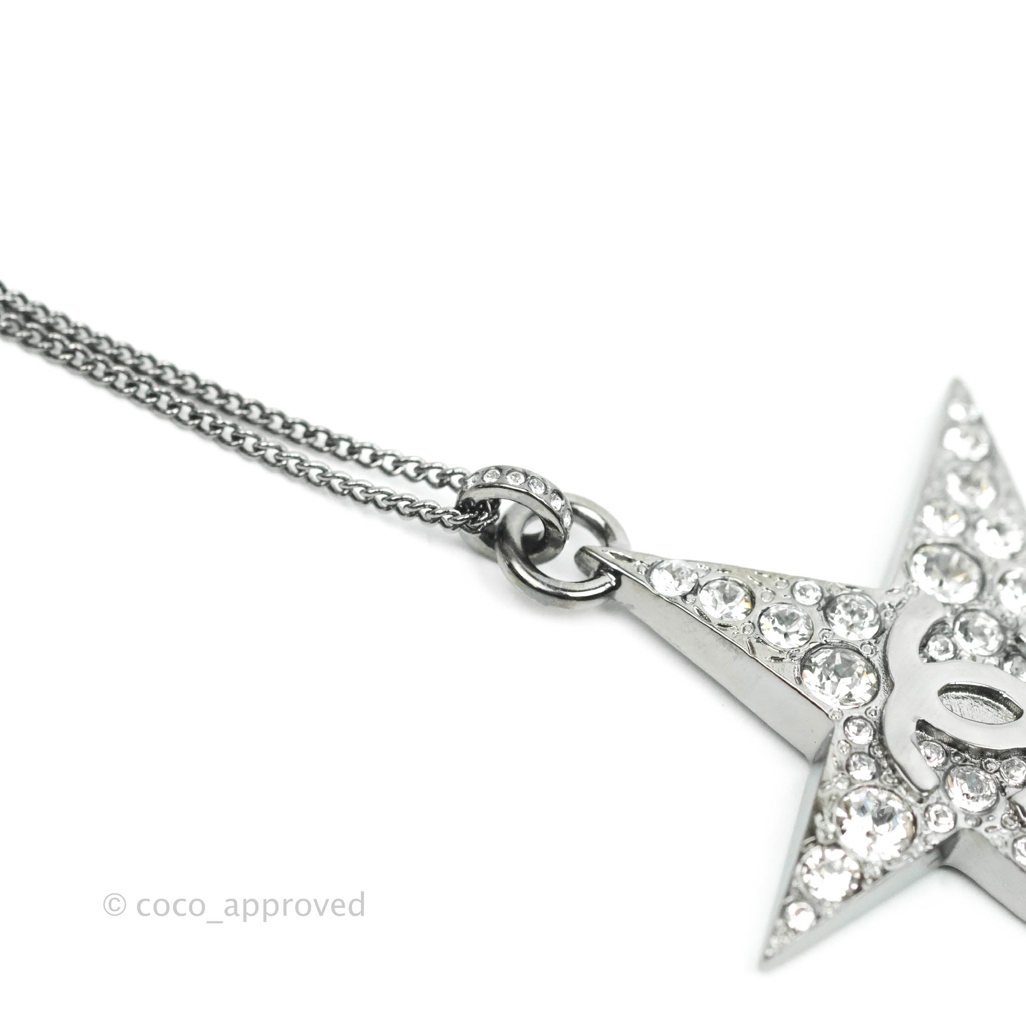 Chanel CC Crystal Star Blue Resin Tear Drop Choker Necklace in Gun Metal - 22C Collection | Elegant Statement Jewelry for Parties, Weddings & Special Occasions