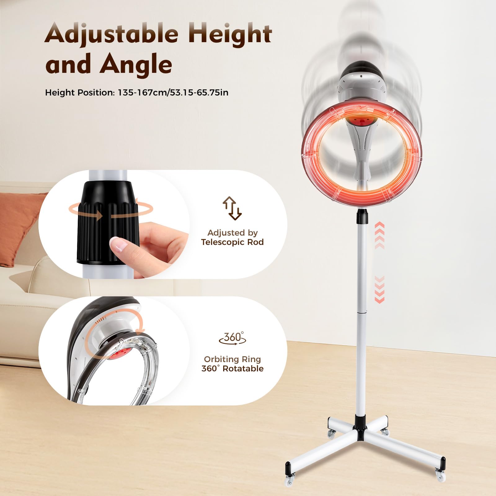 YIYIBYUS Professional Rotating Hair Dryer - Salon-Grade Hair Processor for Dyeing, Oil Treatment, Drying & Styling | Perfect for Salon, SPA & Home Use (Grey)