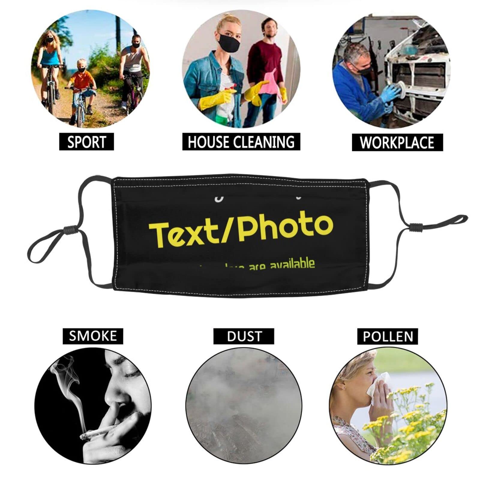 Custom Personalized Face Mask with Photo/Text/Logo - Reusable Adjustable Sports Mask for Adults - Perfect for Gym, Running, Travel & Daily Protection