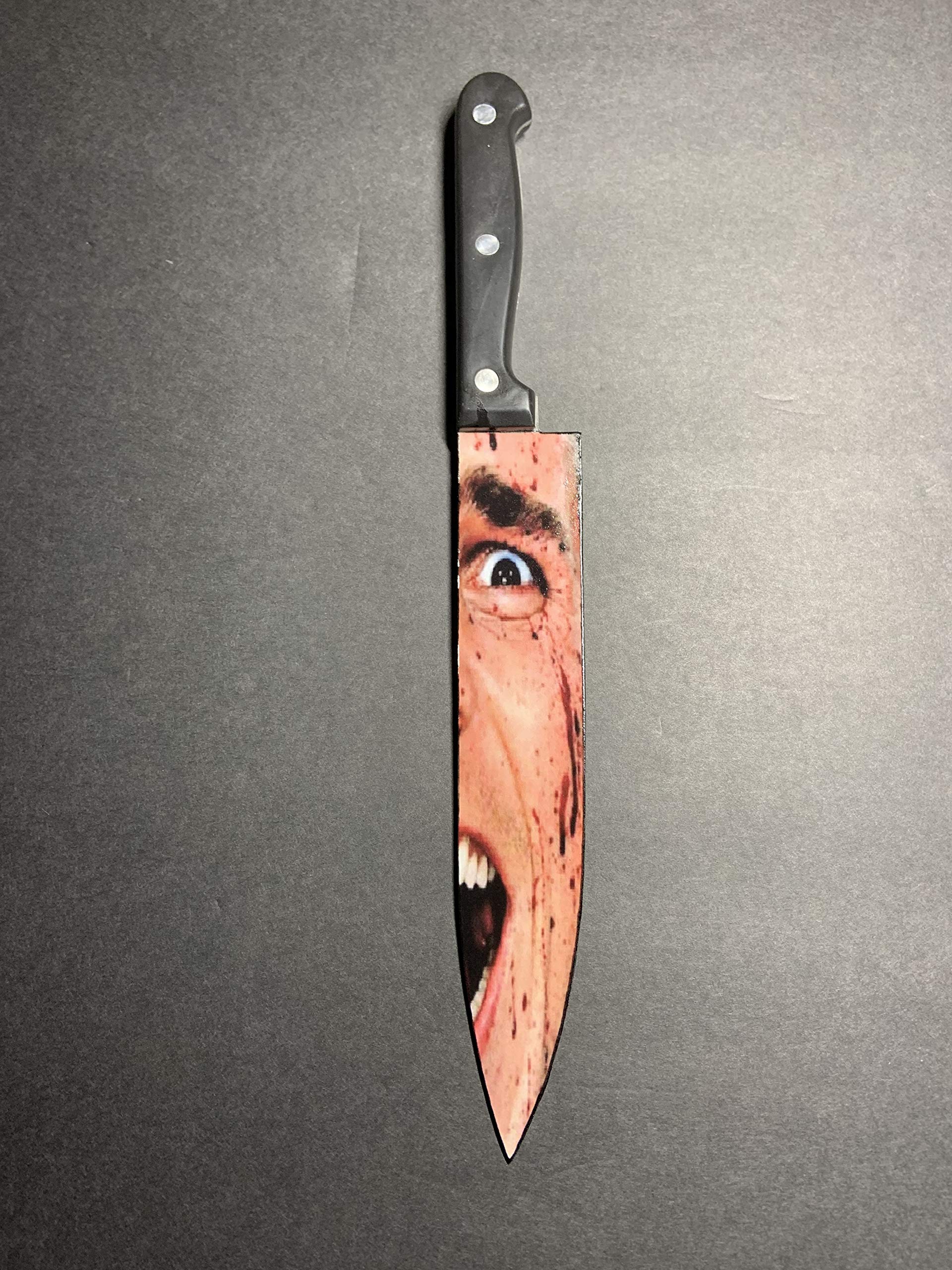 American Psycho Patrick Bateman Horror Themed Kitchen Knife Set with Sublimated Stand - Perfect for Halloween Decor, Horror Movie Collectibles, and Unique Gift Ideas