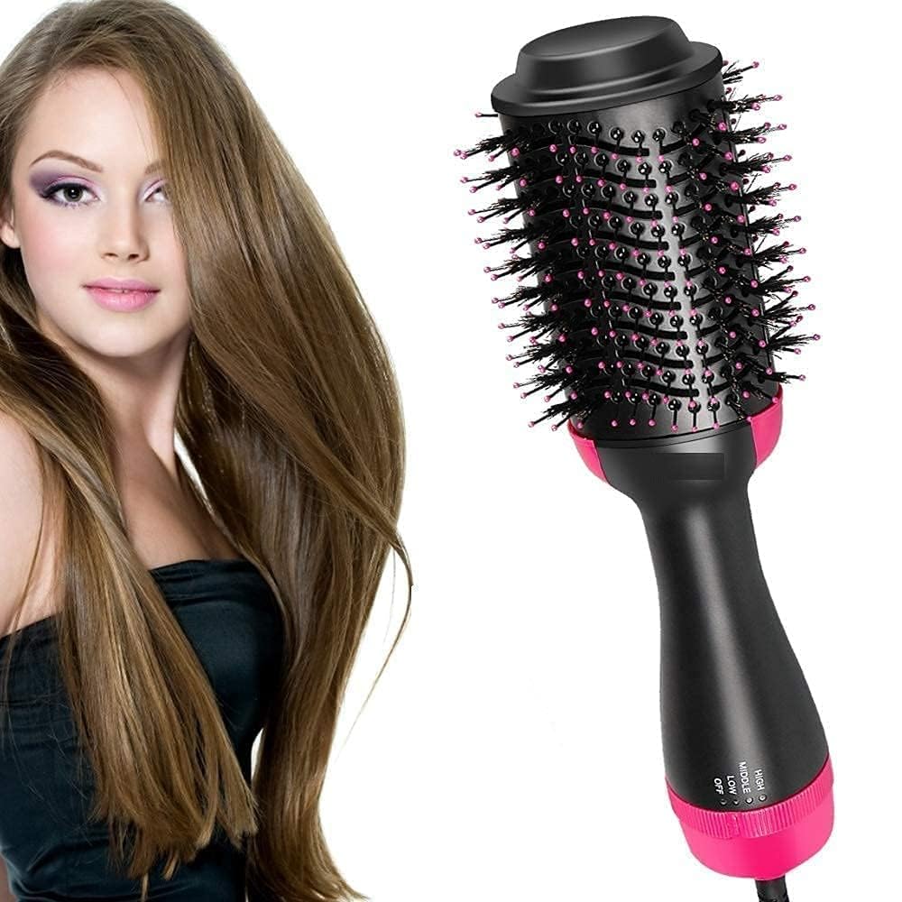 ABEEBHA 3-in-1 Hot Air Brush Hair Dryer & Volumizer - Ceramic Ionic Blow Dryer Brush with Oval Comb for Frizz-Free Styling | Perfect for Home Use, Travel & Salon-Quality Results