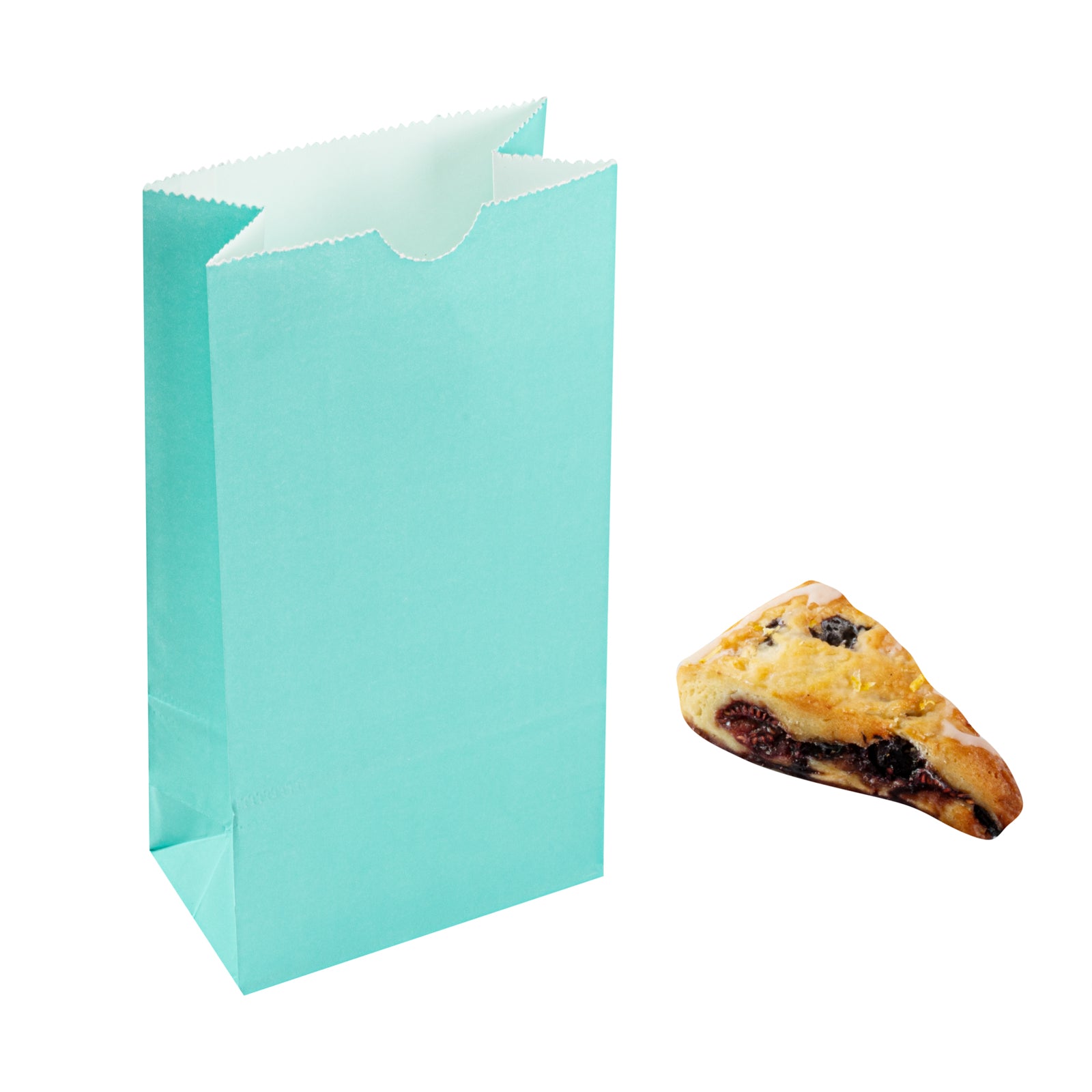 Premium Turquoise Paper Bags - 2 lb Capacity, 4.25