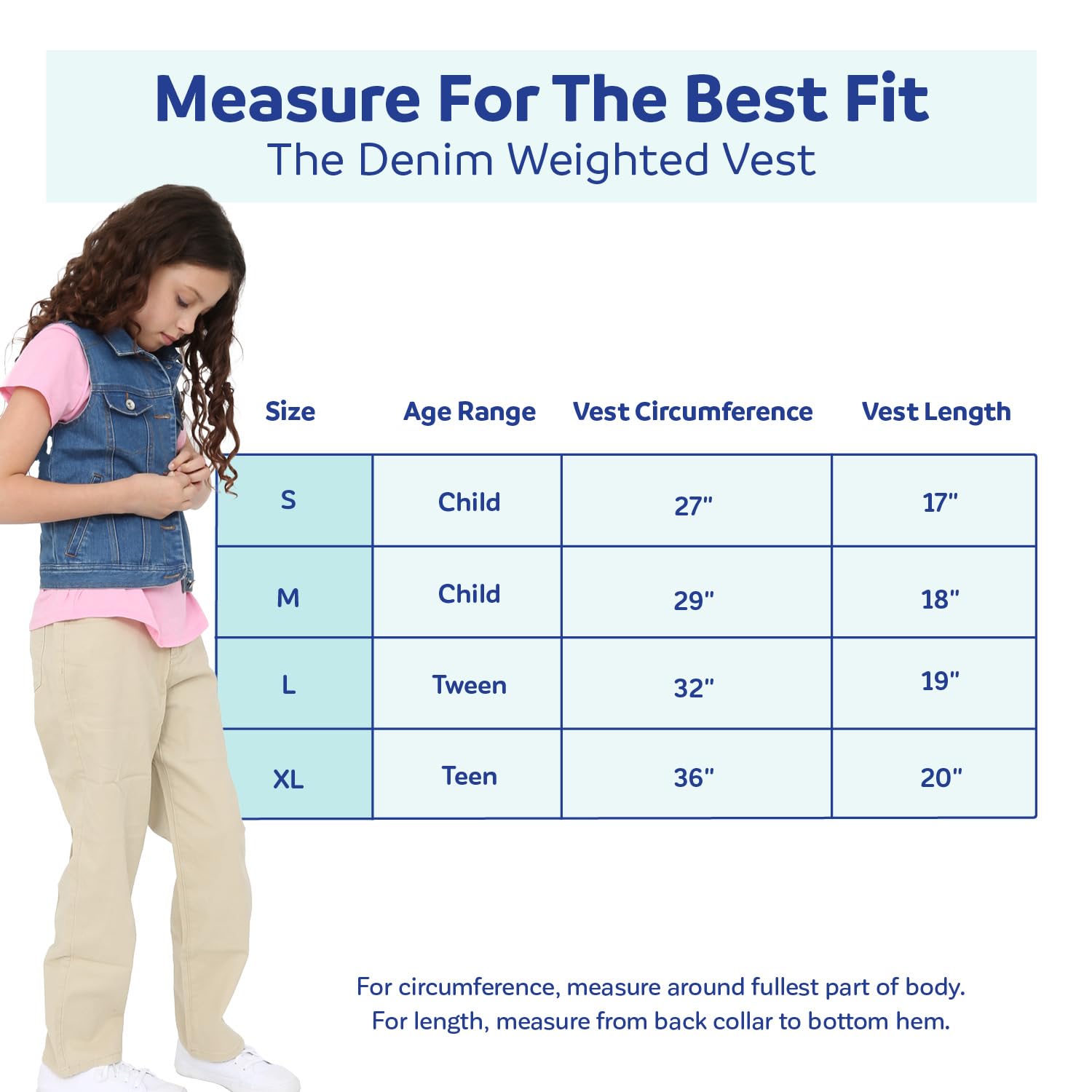 Kids Weighted Vest for Sensory Needs - Soothing Denim Weighted Vest for Children with Autism, ADHD & Anxiety - Large Size for Comfort & Focus - Perfect for School, Therapy & Home Use