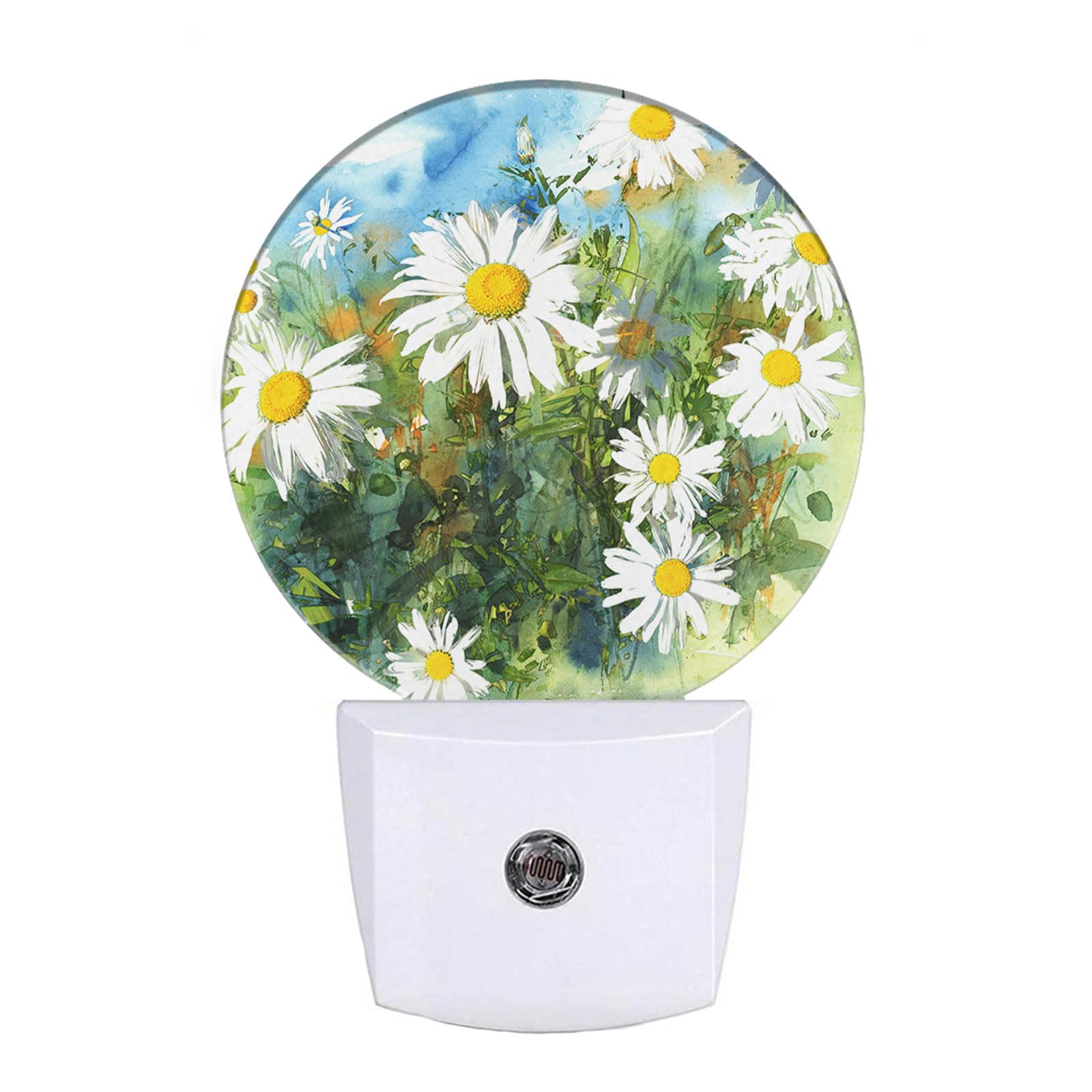 EKOBLA White Daisy Night Light - 0.5W LED Plug-in Wall Nightlight with Dusk to Dawn Sensor for Bedroom, Nursery, Kids Room - Spring Garden Flower Decor for Women, Men & Children - Sleep Friendly Lighting Solution