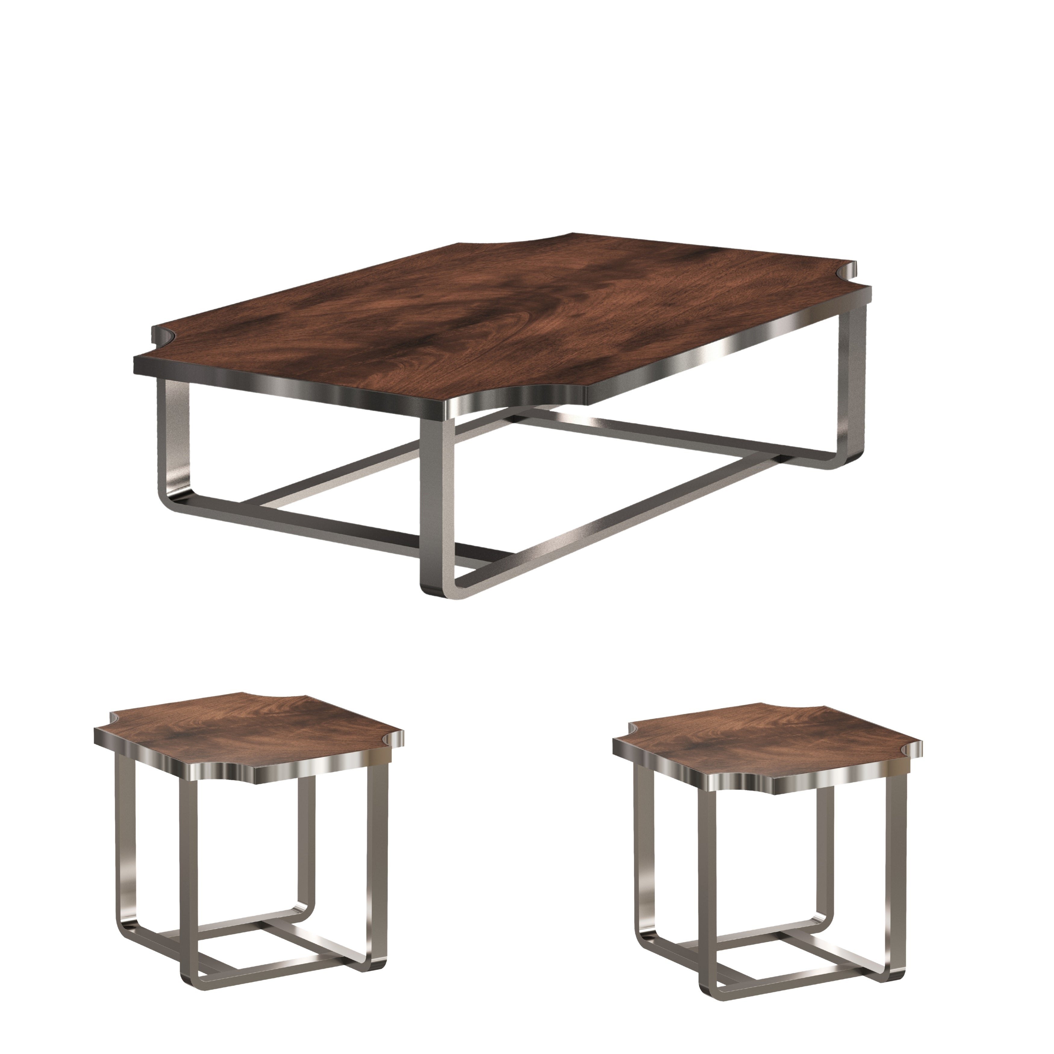 Roundhill Furniture Ruffin 3-Piece Rectangular Coffee Table Set - 50x30 Inch Modern Living Room Table with 2 Matching End Tables for Home Decor, Living Room, Lounge & Office Use