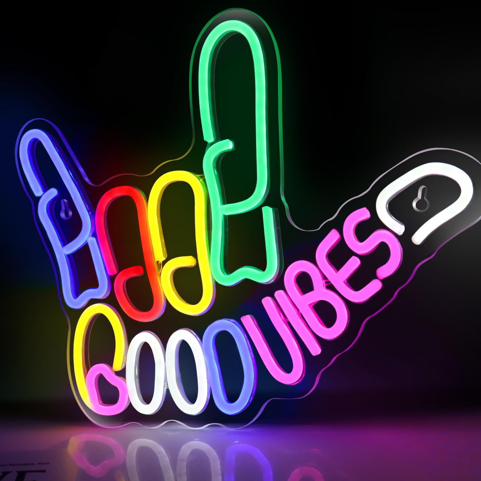 Dimmable Good Vibes Only Neon Sign - USB Powered LED Wall Light with ON/OFF Switch, Colorful Custom Neon Decor for Bedroom, Game Room, Party & Club | Perfect for Home Decor, Gaming Setup & Nightlife Atmosphere