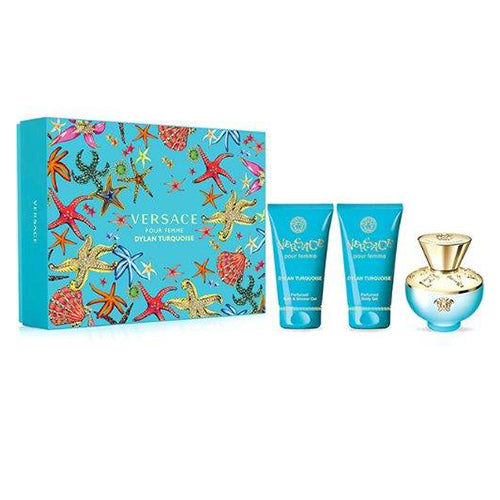 Versace Dylan Turquoise 3-Piece Gift Set for Women - Eau de Parfum, Body Lotion & Shower Gel - Perfect for Birthdays, Anniversaries & Special Occasions