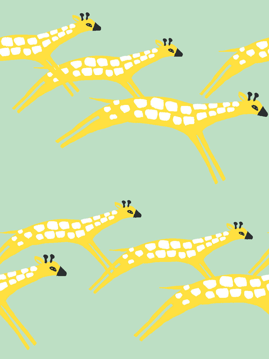Galloping Giraffes Wallpaper by Tea Collection - Aventurine Green Kids Room Decor | Nursery, Playroom & Bedroom Wall Covering