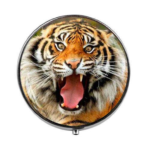Tiger Charm Pill Box - Glass Candy Container for Travel & Daily Use