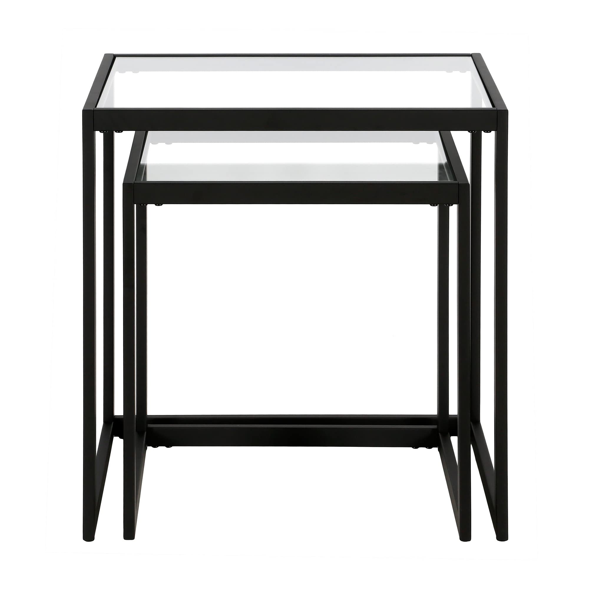 Henn&Hart Rectangular Nested Side Table Set - Blackened Bronze Finish - Modern End Tables for Living Room, Bedroom & Office - Perfect for Coffee Table Decor, Nightstand or Small Space Furniture