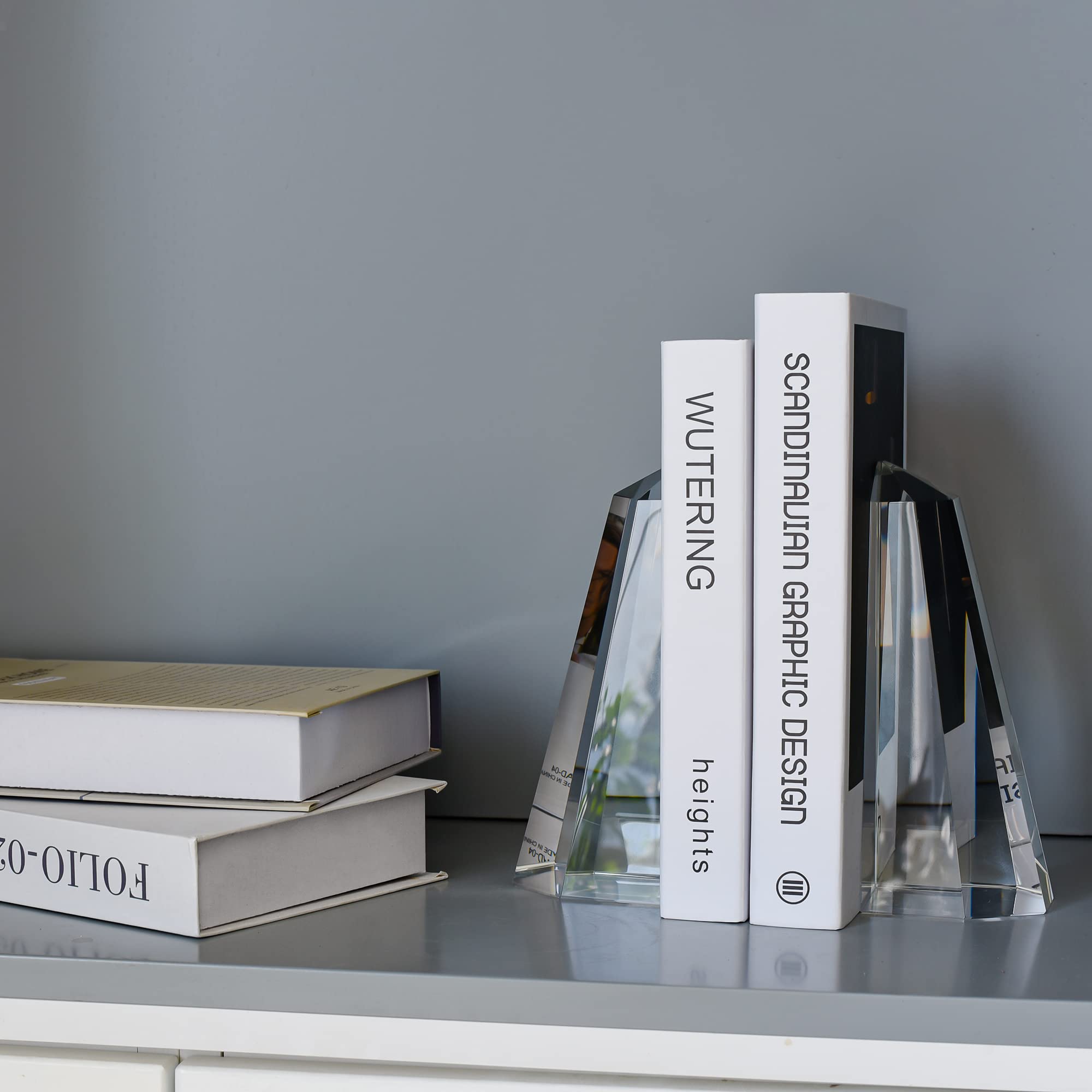 Handmade Crystal Bookends - Half-Obelisk Design Decorative Book Holder for Office, Home & Desk - Perfect for Bookshelves, Study Rooms & Gift Giving (1 Pair)