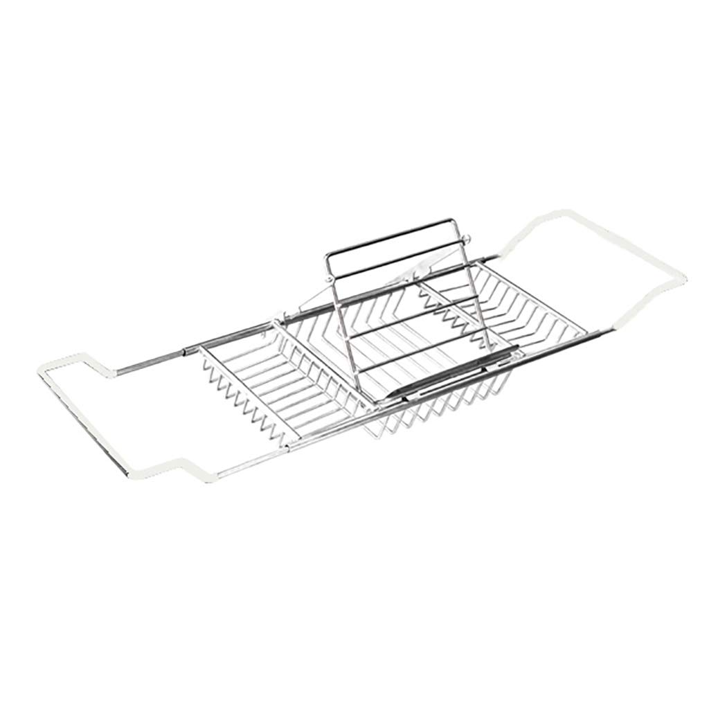 Stainless Steel Retractable Bathtub Reading Rack & Wine Holder - Adjustable Bathroom Shelf for Books, Tablets & Wine - Perfect for Relaxing Baths & Spa Nights
