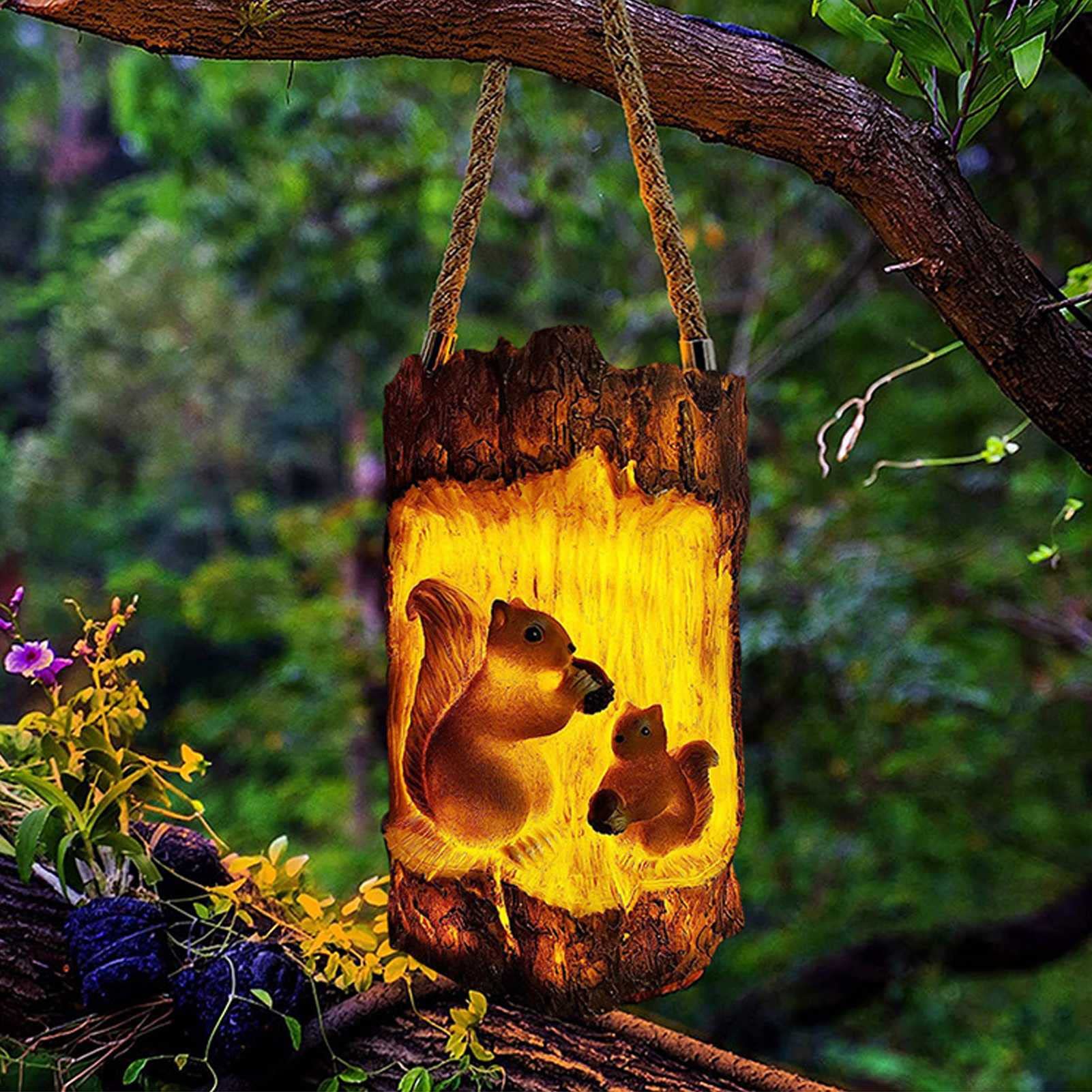 Xianfei Garden Solar Lights - Squirrel Tree Stump Shaped Outdoor Decorative Lights for Patio, Yard, Pathway | Weather-Resistant Landscape Lighting for Gardens, Walkways & Backyard Decor