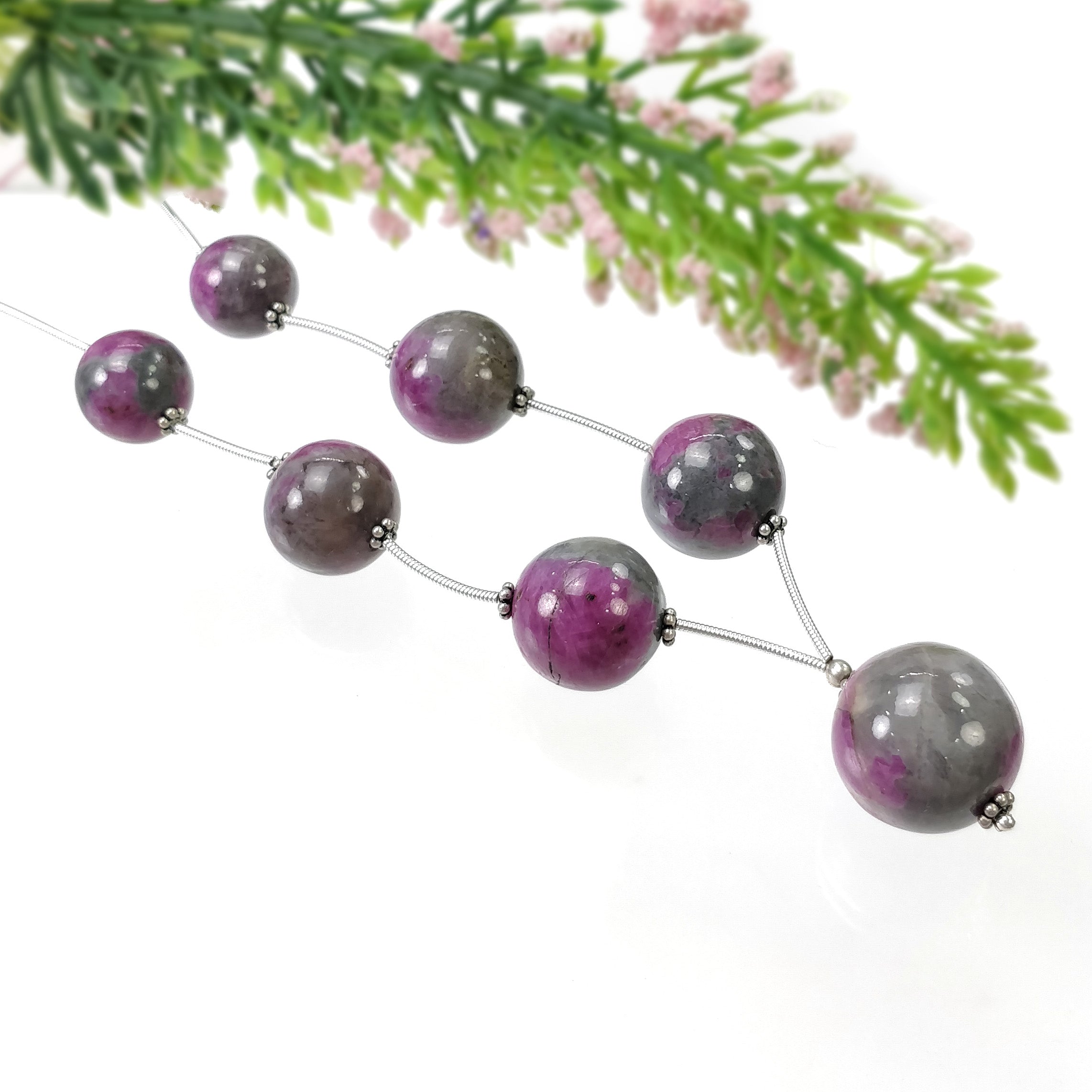 Natural Untreated Bi-Color Zoisite Ruby Gemstone Loose Beads (206.50cts, 12.5mm-17.5mm) - Perfect for Jewelry Making, DIY Crafts & Healing Crystal Collections