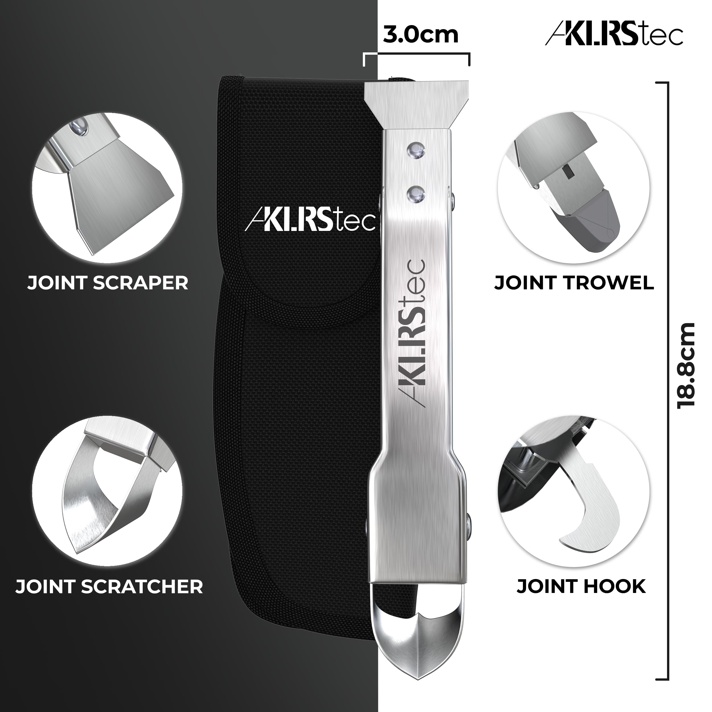 KLRStec 4-in-1 Professional Caulking Tool Kit - Stainless Steel Caulk Remover, Grout Scraper & Finishing Tool for Perfect Silicone Joints - DIY Sealant Applicator & Surface Scraper (Great for Bathroom Tile, Kitchen Backsplash & Window Sealing Projects)
