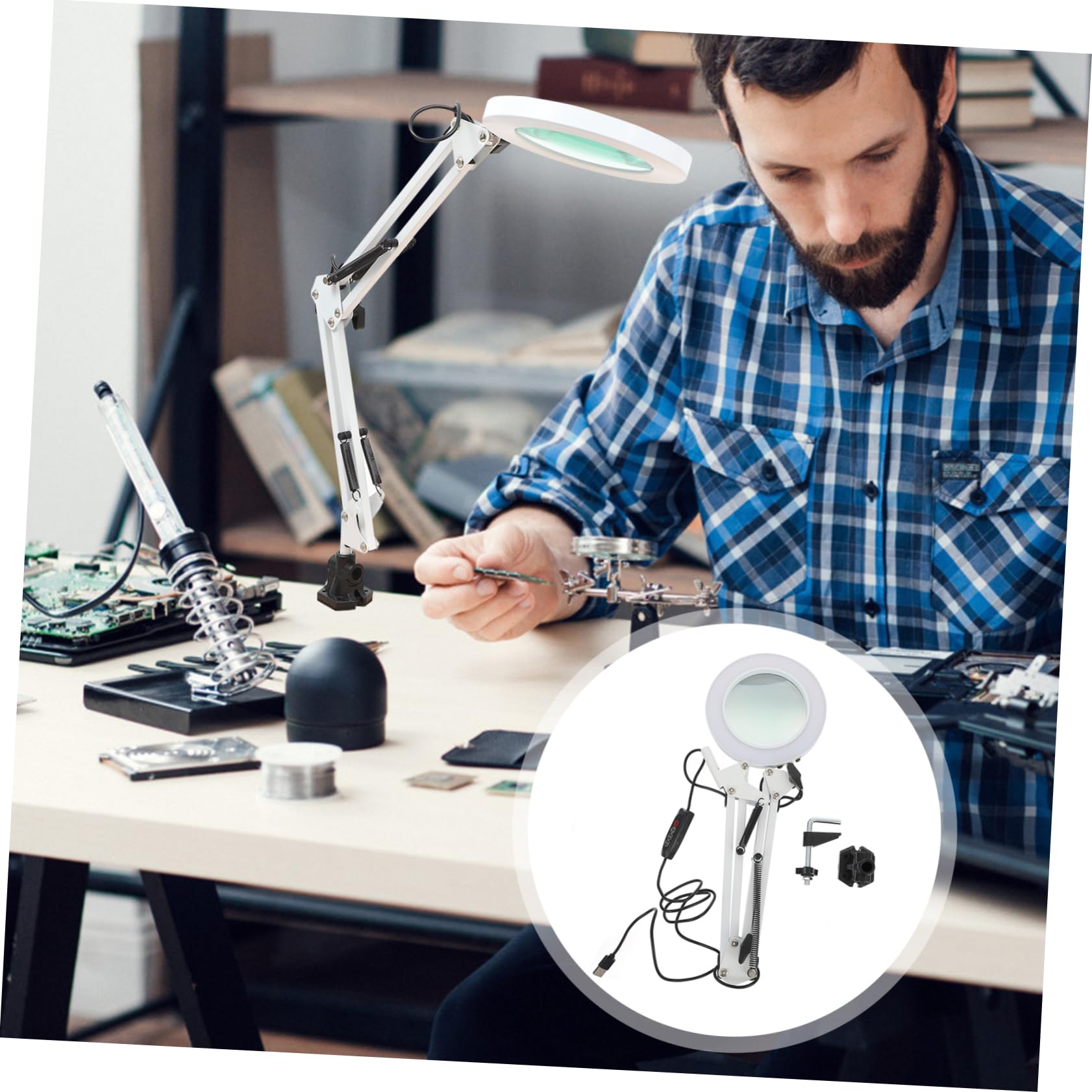 LED Magnifying Lamp with Adjustable Arm - 5X Magnification, Bright Desk Light for Reading, Crafts, Makeup & Beauty - Perfect for Hobbyists, Jewelers & Seniors