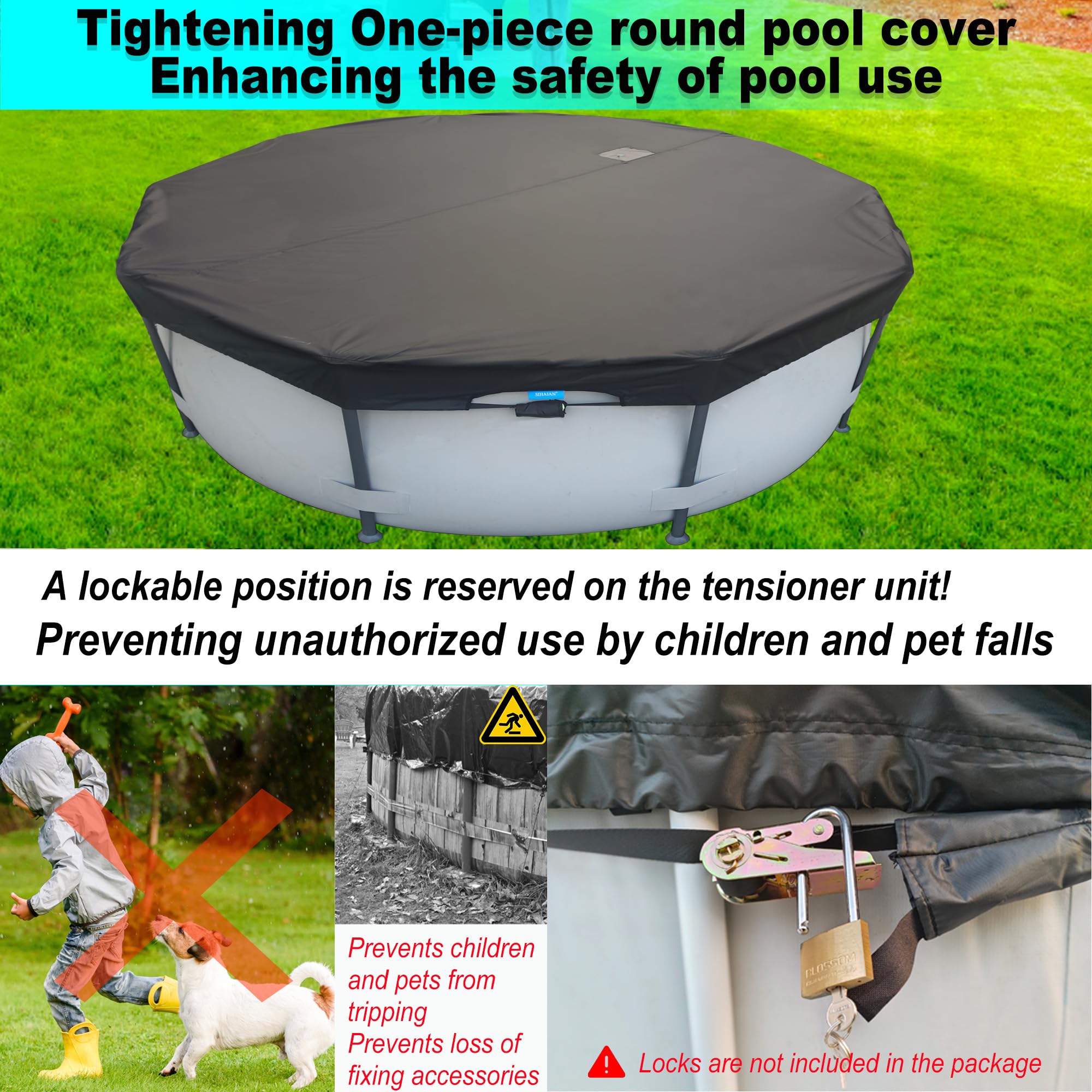 22 Ft Round Above Ground Pool Cover with Automatic Drain - Heavy Duty Winter Pool Protector, Dustproof & Waterproof Hot Tub Cover - Easy Installation for Swimming Pools & Spas (Ideal for Winter Protection & Year-Round Use)