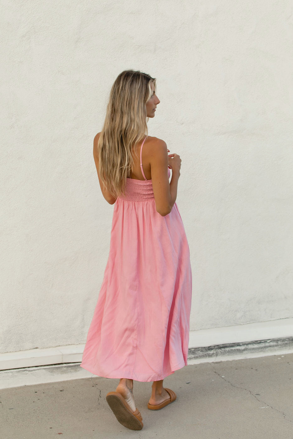 Sherbet Smocked Midi Dress for Women - Floral Summer Dress with Ruffles & Puff Sleeves | Perfect for Beach Vacations, Garden Parties & Date Nights
