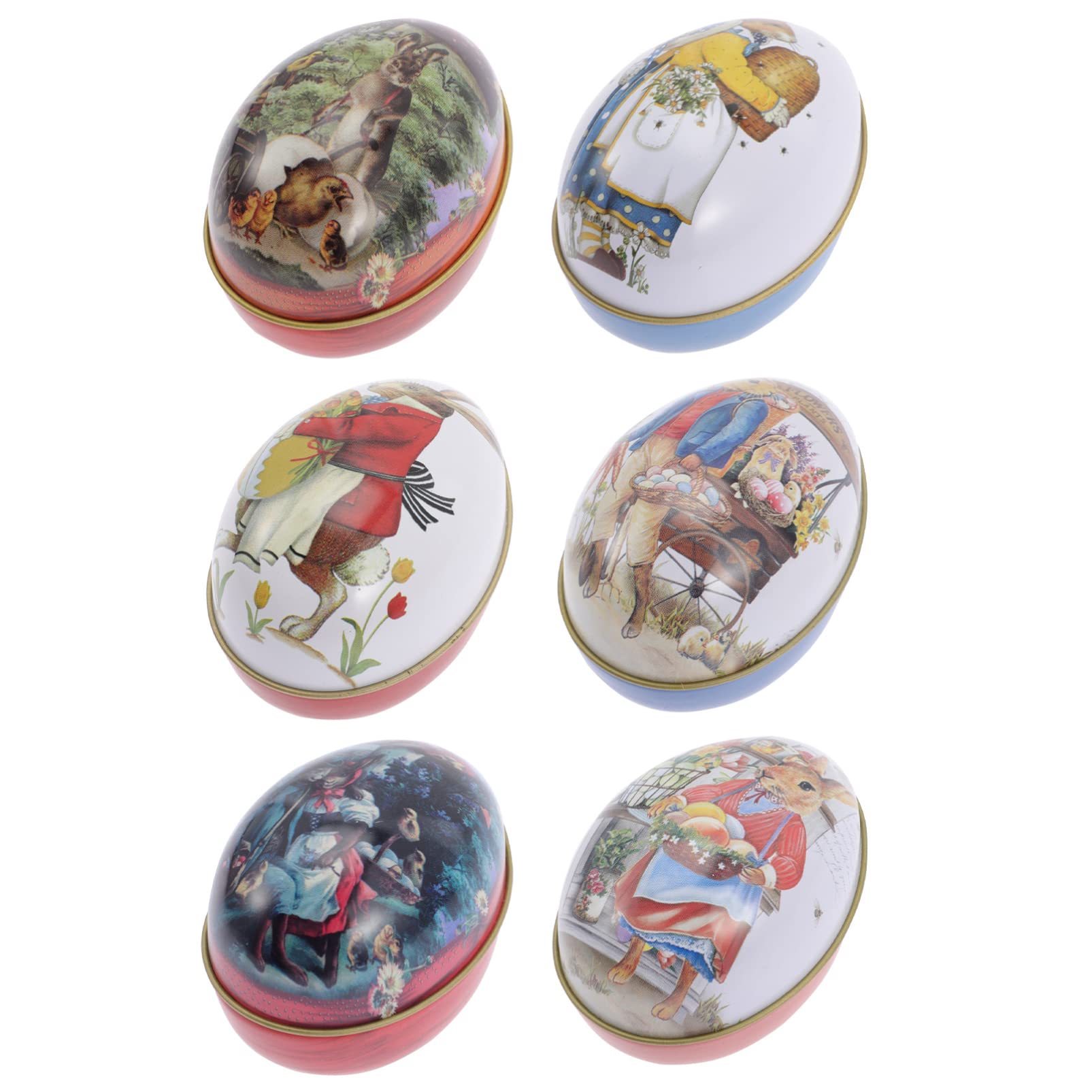 6pcs Easter Egg Tin Box Set - Cabilock Decorative Candy Gift Box with Rabbit Design for Easter Party Favors, Home Decor & Holiday Gifts