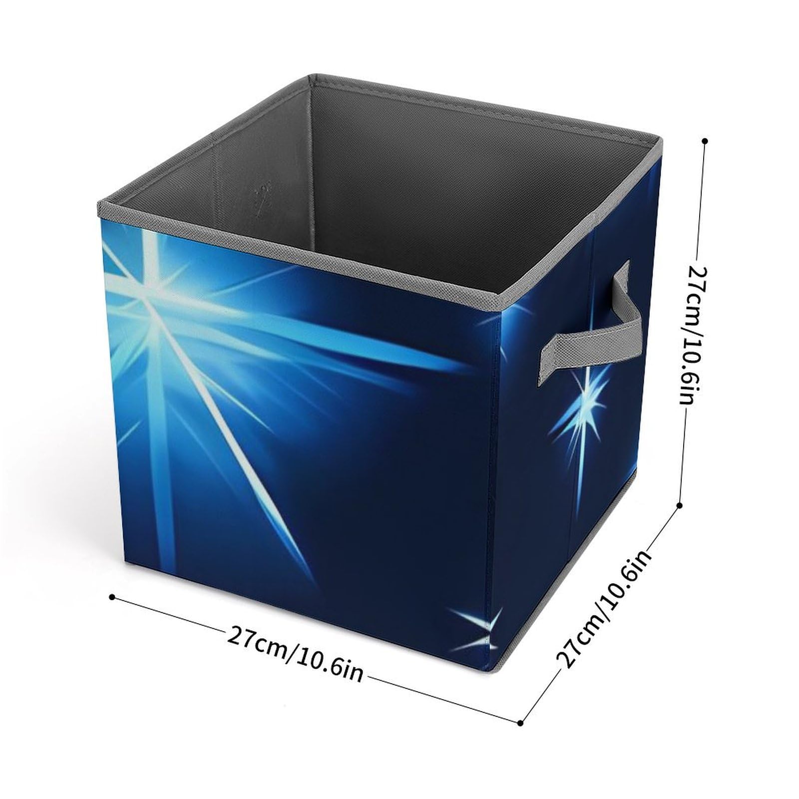 Cartoon Blue Star Storage Bin - Large Capacity Collapsible Storage Box with Handles (10.6x10.6x10.6 Inch) - Closet Organizer System for Home, Office & Kids Room Organization - Perfect for Toys, Books, Clothes & Craft Supplies Storage