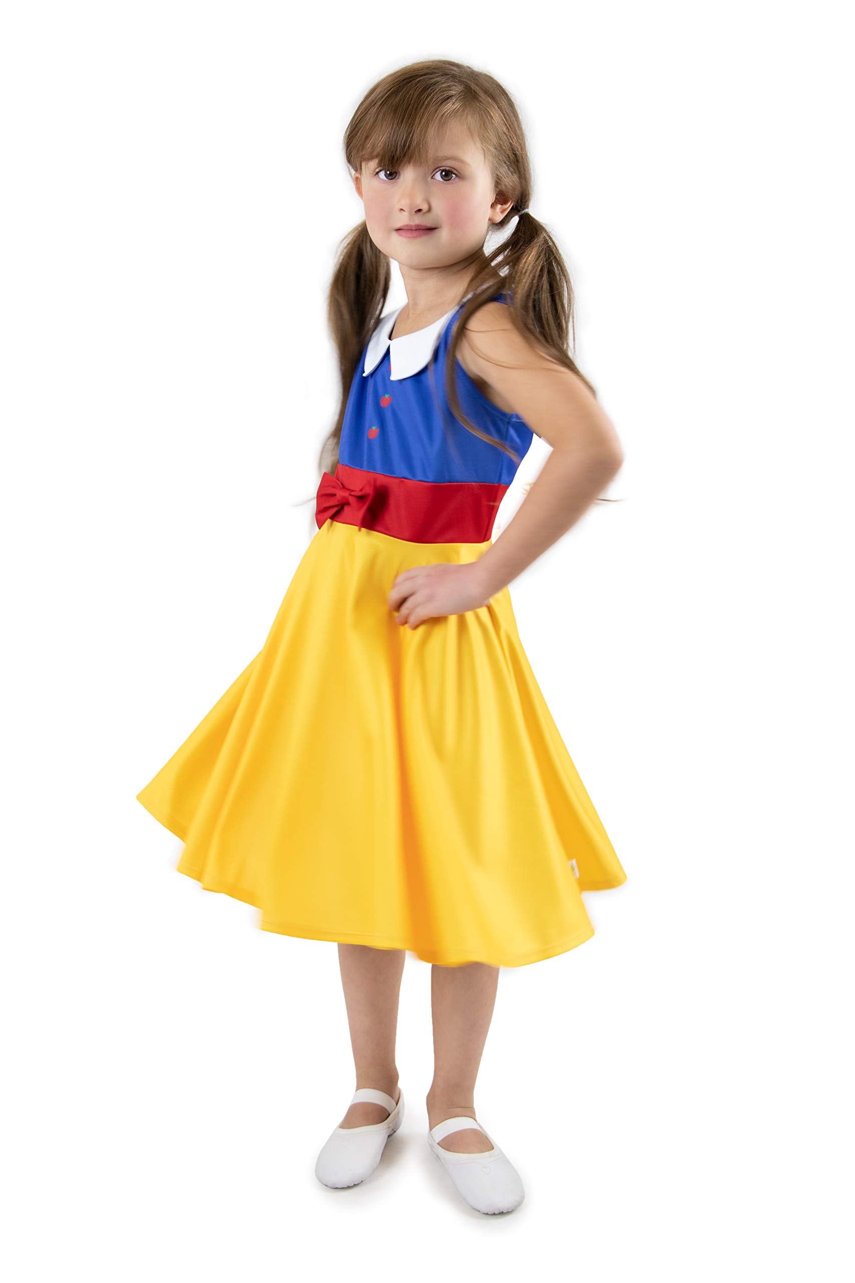 Snow White Princess Twirl Dress for Girls - Disney Inspired Costume for Birthday Parties, Halloween & Dress-Up Play