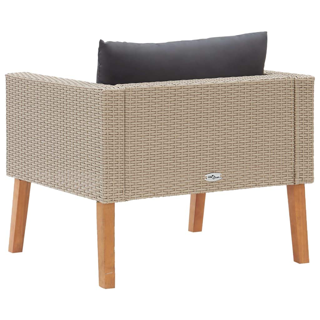 **Beige Poly Rattan Patio Sofa with Cushions - Outdoor & Indoor Seating Furniture for Backyard, Porch, Balcony, Garden - Perfect for Relaxing & Entertaining**