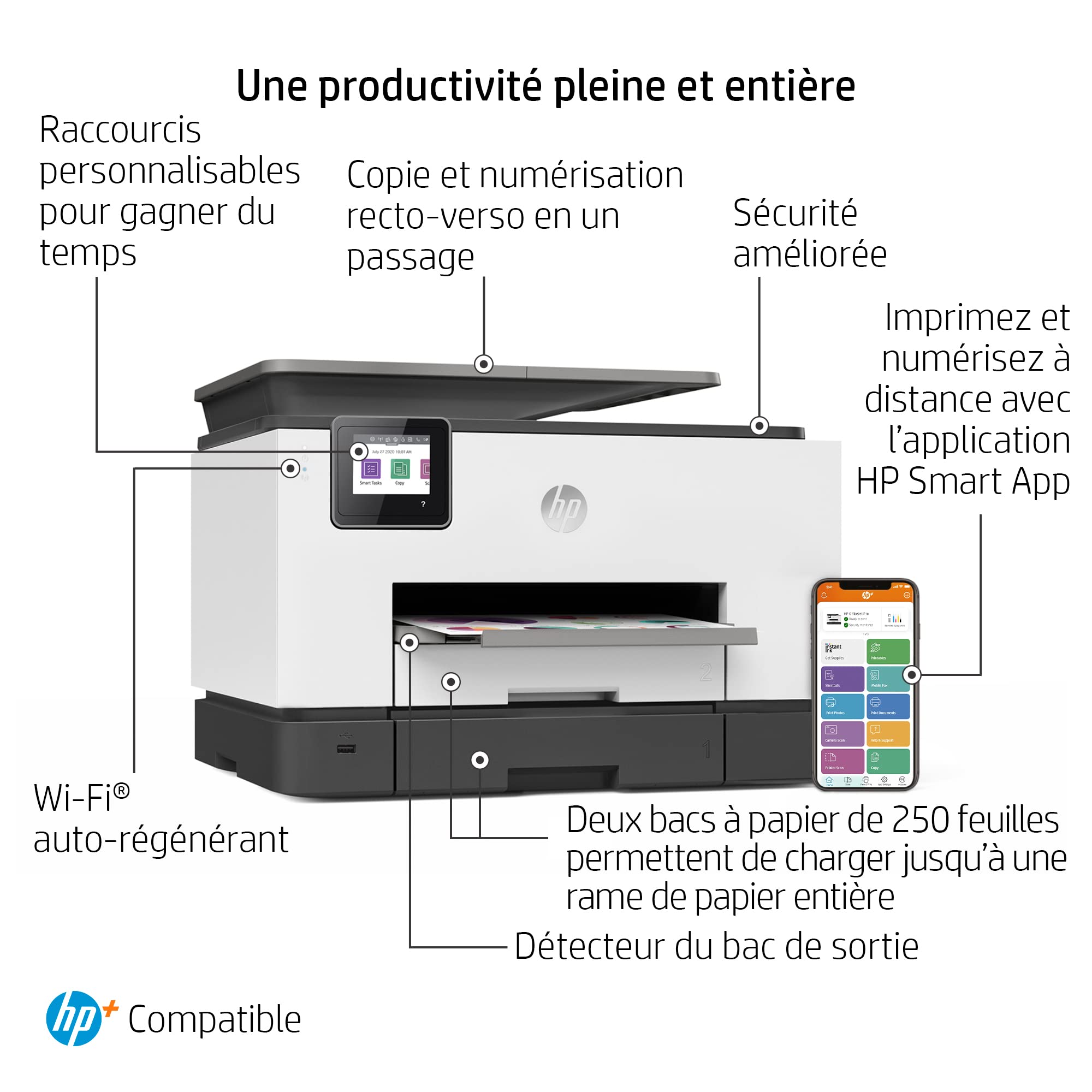 HP OfficeJet Pro 9022e All-in-One Wireless Color Inkjet Printer with 6 Months Instant Ink | Print, Copy, Scan, Fax | Auto Document Feeder & Duplex Printing | Ideal for Home Office & Small Business Productivity