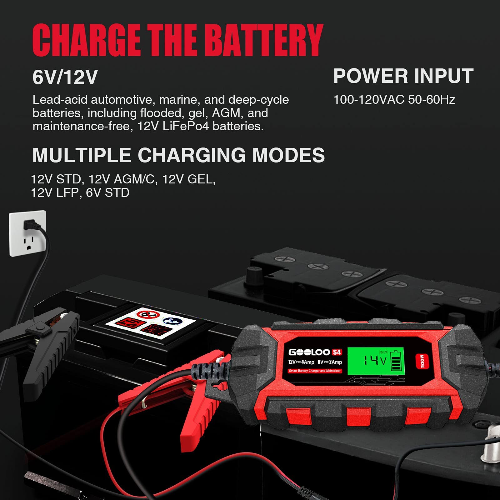 GOOLOO GP2000 Jump Starter & S4 4Amp Car Battery Charger Combo - 9% Off - Emergency Vehicle Jump Start and Battery Maintenance for Cars, Trucks, SUVs, Boats, and Motorcycles