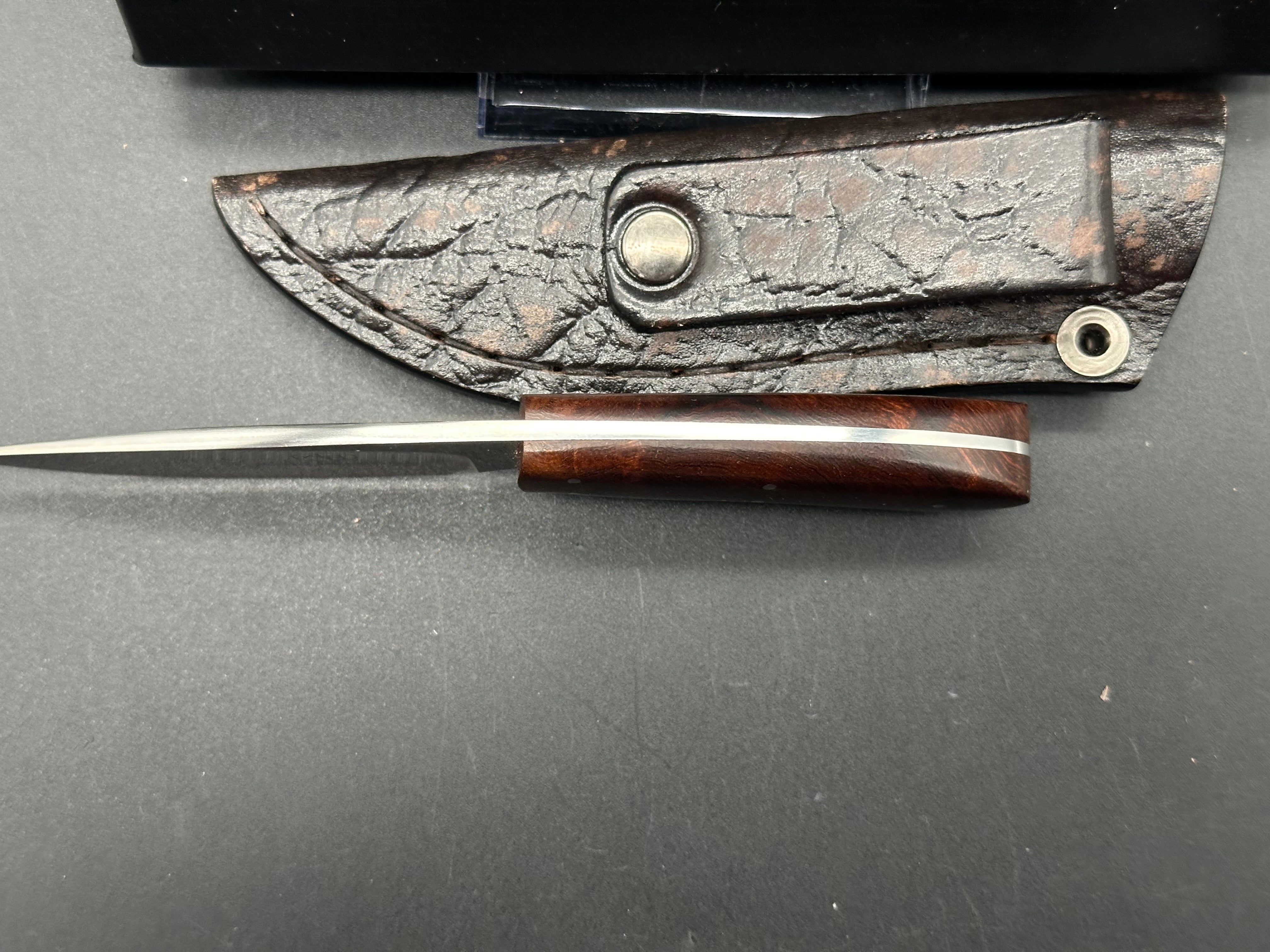Arno Bernard Gecko Folding Knife - Premium Walnut Handle & Alligator Sheath - Perfect for Outdoor Adventures, Camping, and Everyday Carry (EDC)