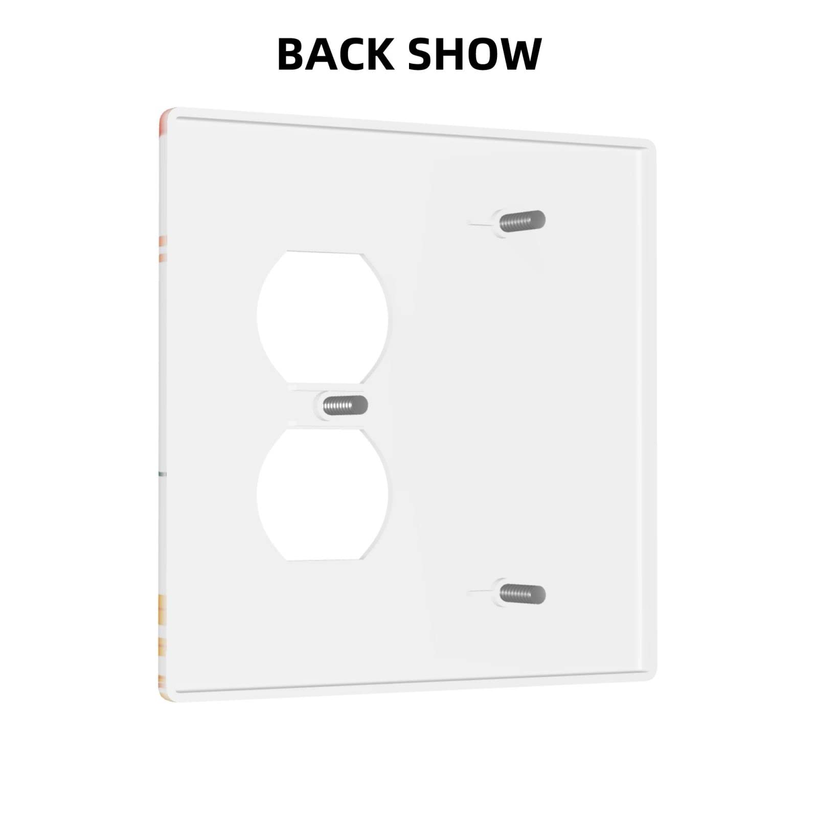 Decorative Abstract Duplex Outlet Cover Wall Plates - 2 Gang Plastic Faceplate for Farmhouse, Bedroom, Kitchen & Living Room | Stylish Electrical Outlet Cover for Home Decor and Safety Protection