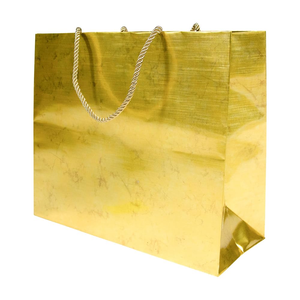 Elegant Caspari Antique Gold Large Gift Bags - Set of 2 Premium Luxury Gift Bags for Weddings, Birthdays & Special Occasions
