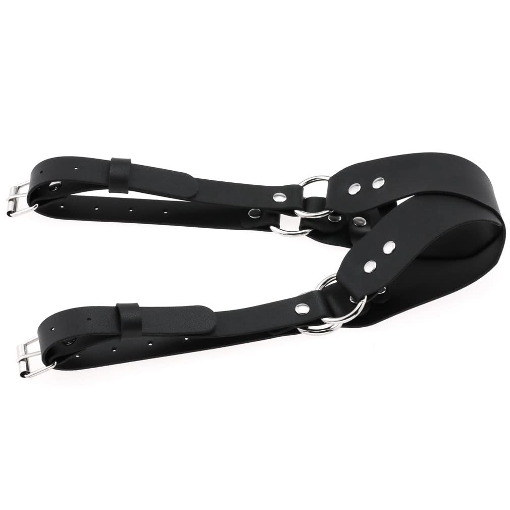 BDSM PU Leather Half Face Mask with Cross Strap - Blindfold Eye Cover for Adults & Couples - Fetish Bondage Restraints for Role Play, Sex Games & Sensual Exploration