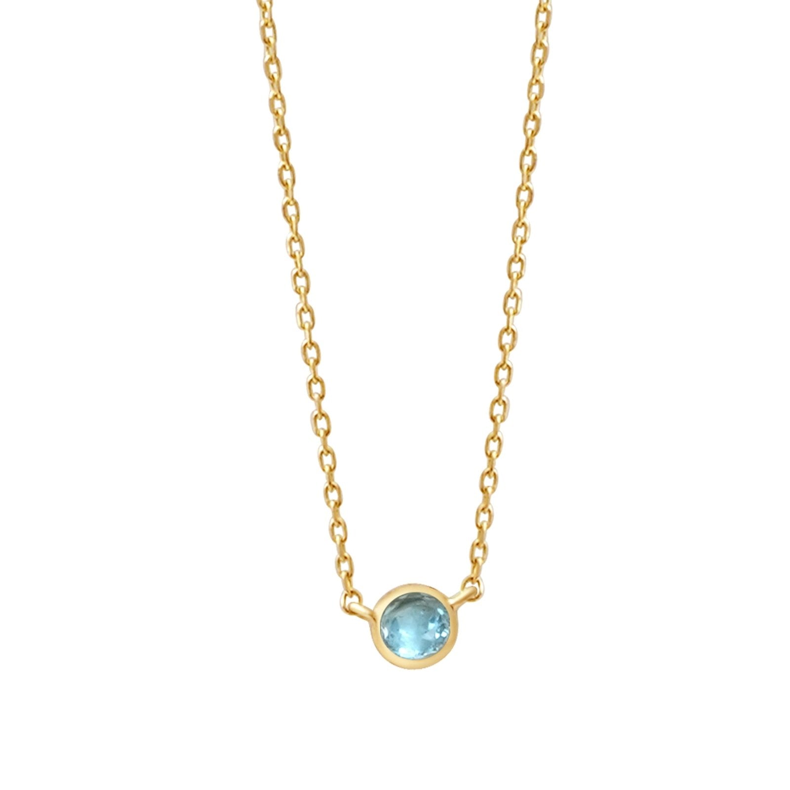 14K Solid Yellow Gold Aquamarine Pendant Necklace - Elegant Bezel Setting for Women, Perfect for Weddings, Anniversaries & Special Occasions