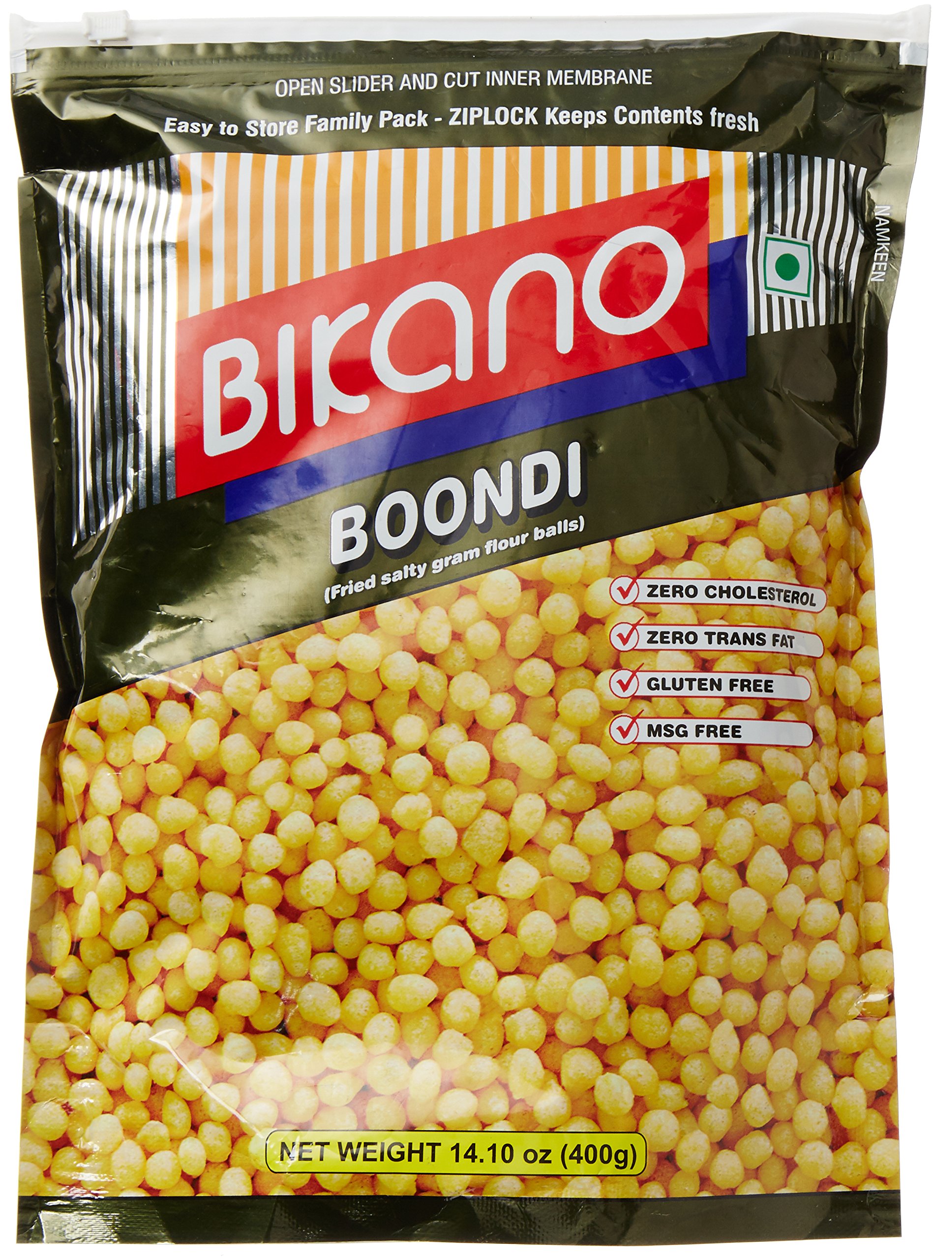 Bikano Boondi Indian Snacks 400g - Crunchy Sweet & Savory Boondi Mix for Parties, Festivals & Tea Time Snacking