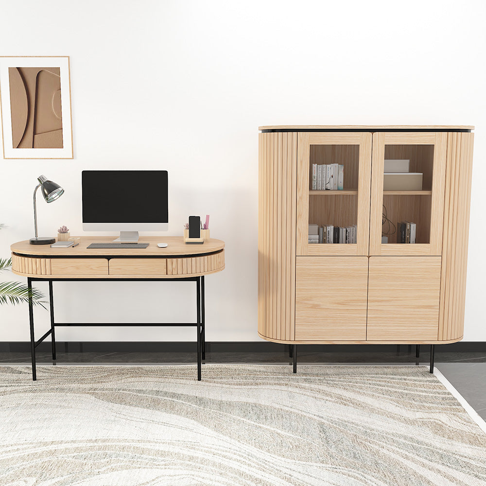 KAIDAN 47 Inch Study Desk - Solid Oak Wood & Black Metal Frame - Perfect for Home Office, Dorm Room, or Small Space Workstation