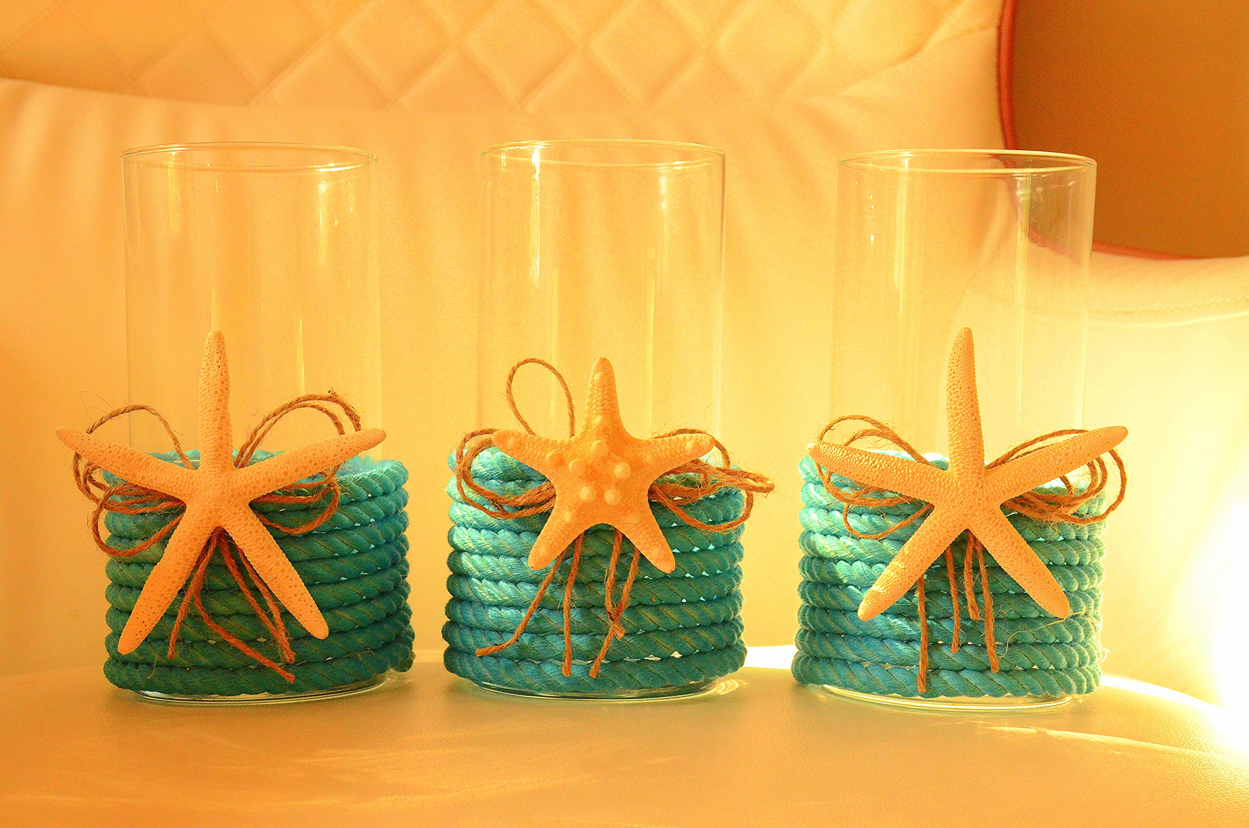 Nautical Theme Wedding Decor - Coastal Summer Wedding Table Centerpiece Candle Holders for Beach & Boho Wedding Decorations | Perfect for Outdoor & Indoor Wedding Receptions