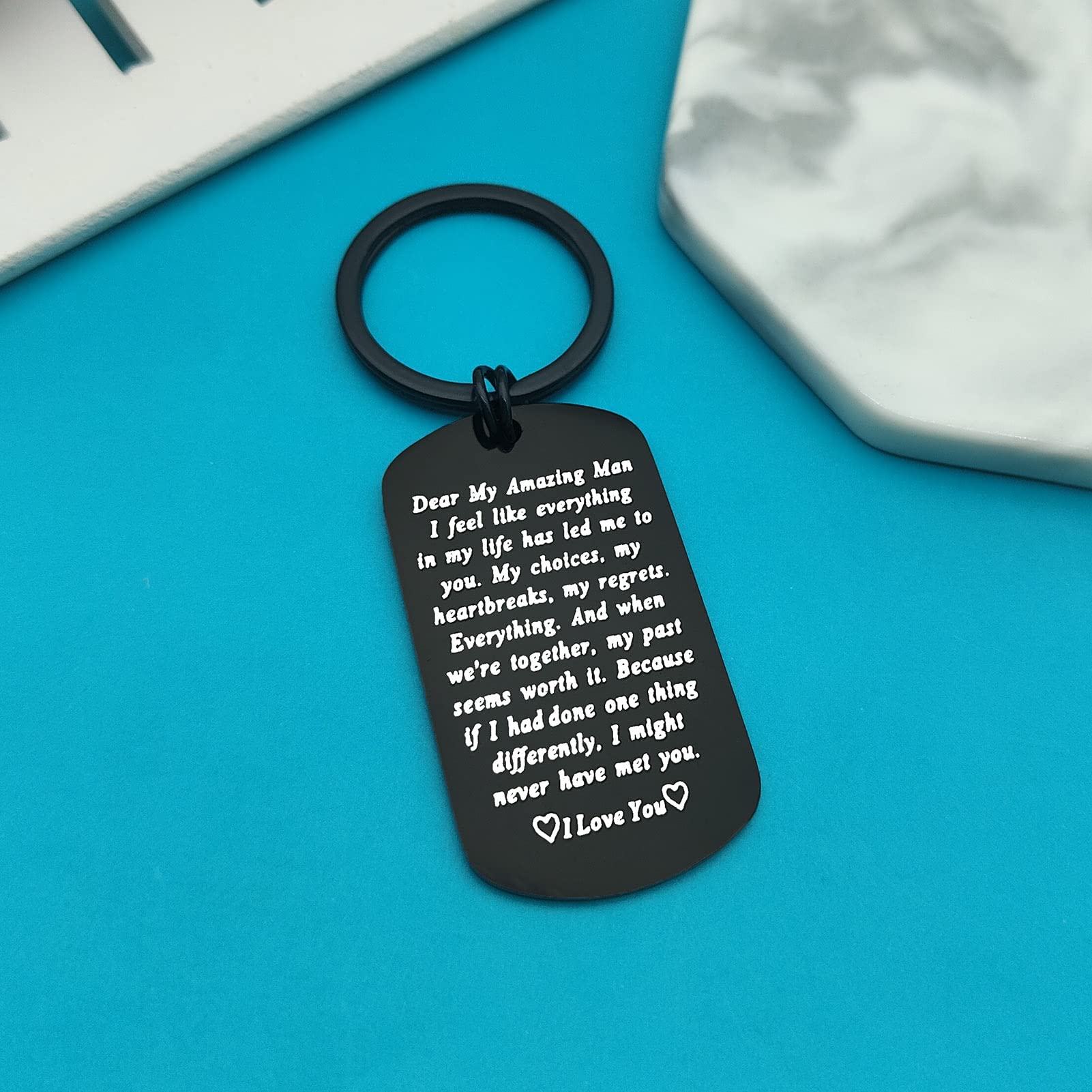 To My Man Keychain - Engraved I Love You Gift for Boyfriend, Husband, Fiance - Romantic Anniversary, Birthday & Valentine's Day Present - Perfect for Christmas, Weddings & Special Occasions