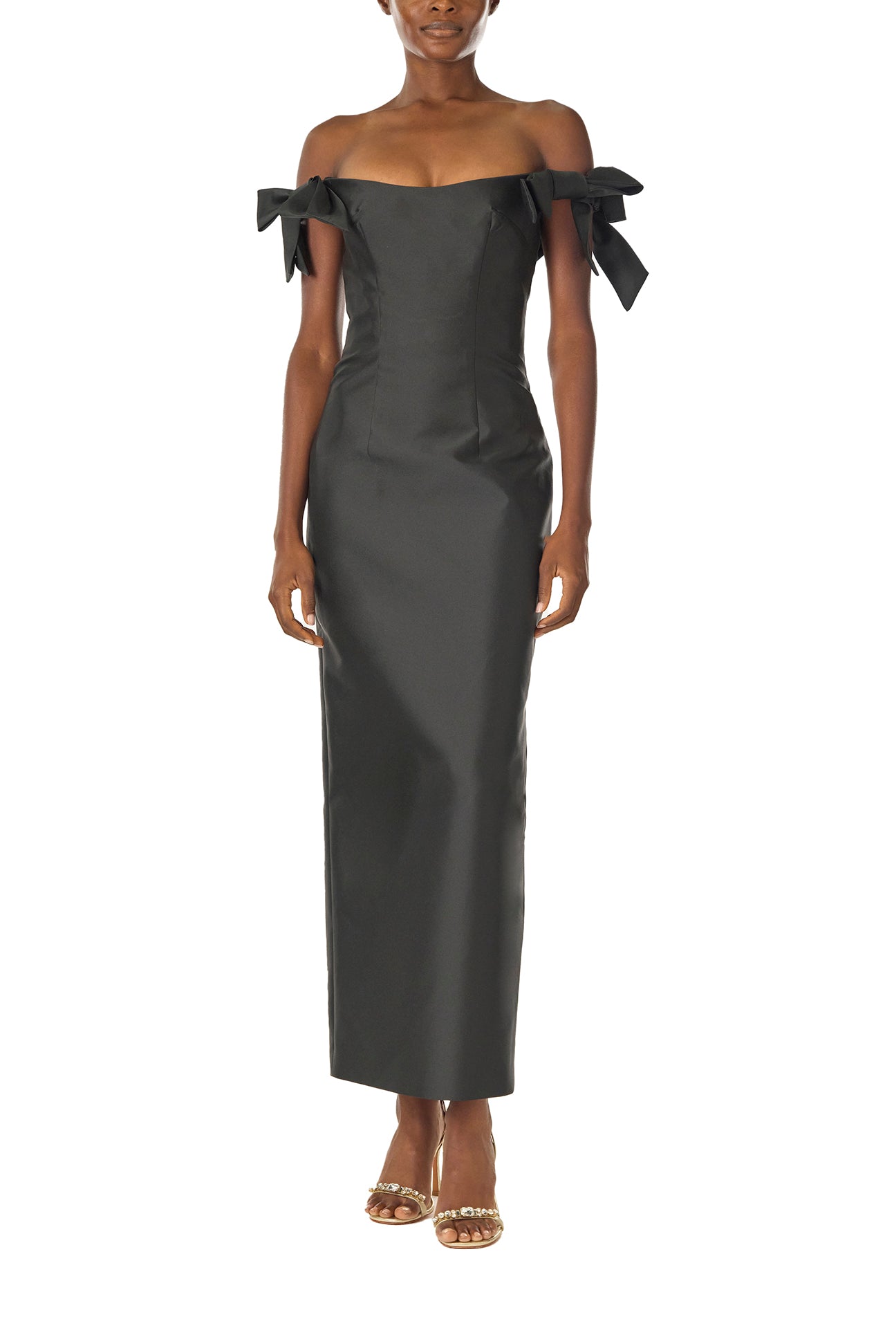 Elegant Off-the-Shoulder Bow Sleeve Sheath Dress for Women | Formal Evening Gown for Weddings, Parties & Special Occasions