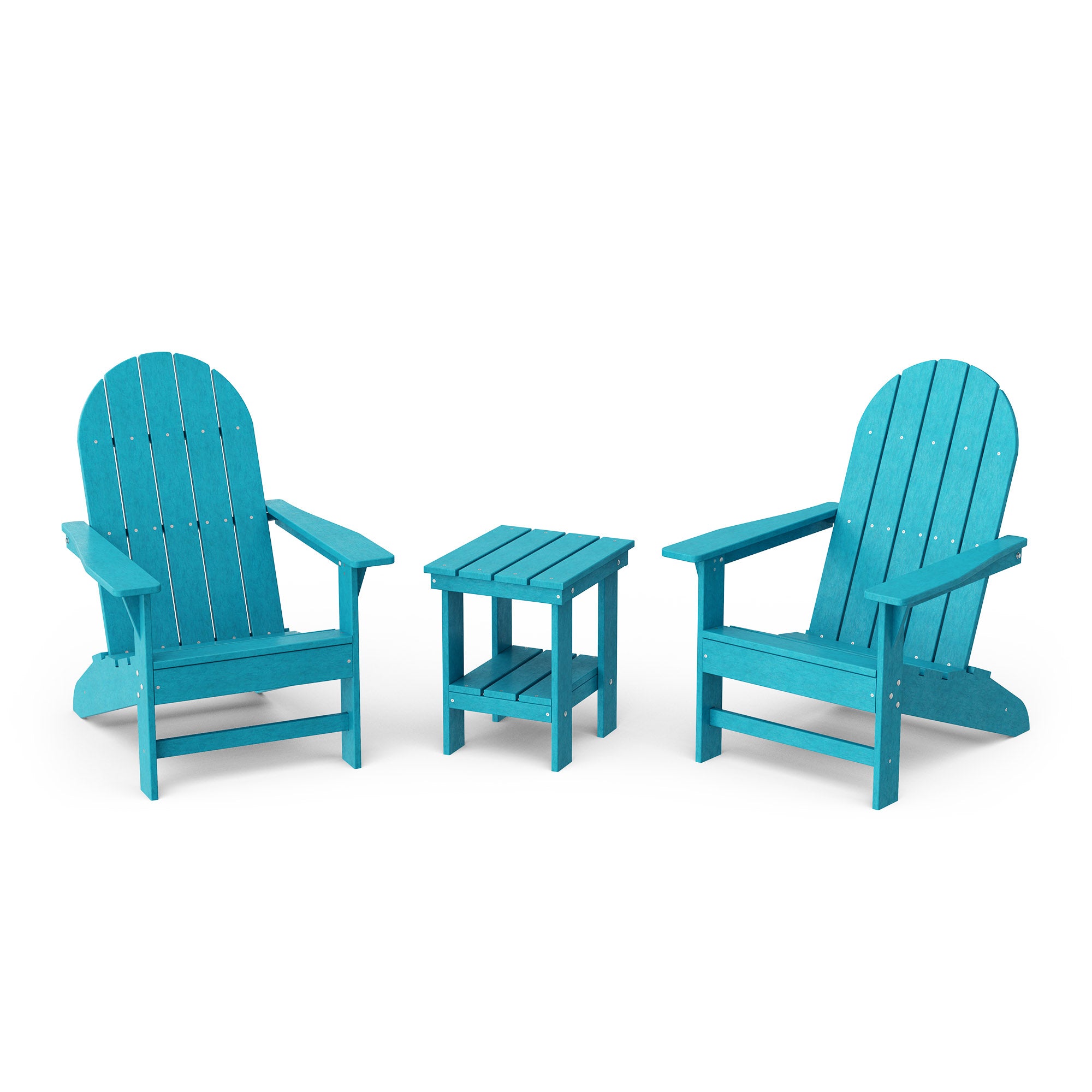 Freedom 3-Piece Traditional Adirondack Chair Set with Side Table - Outdoor Patio Furniture for Garden, Deck, Poolside & Backyard Relaxation